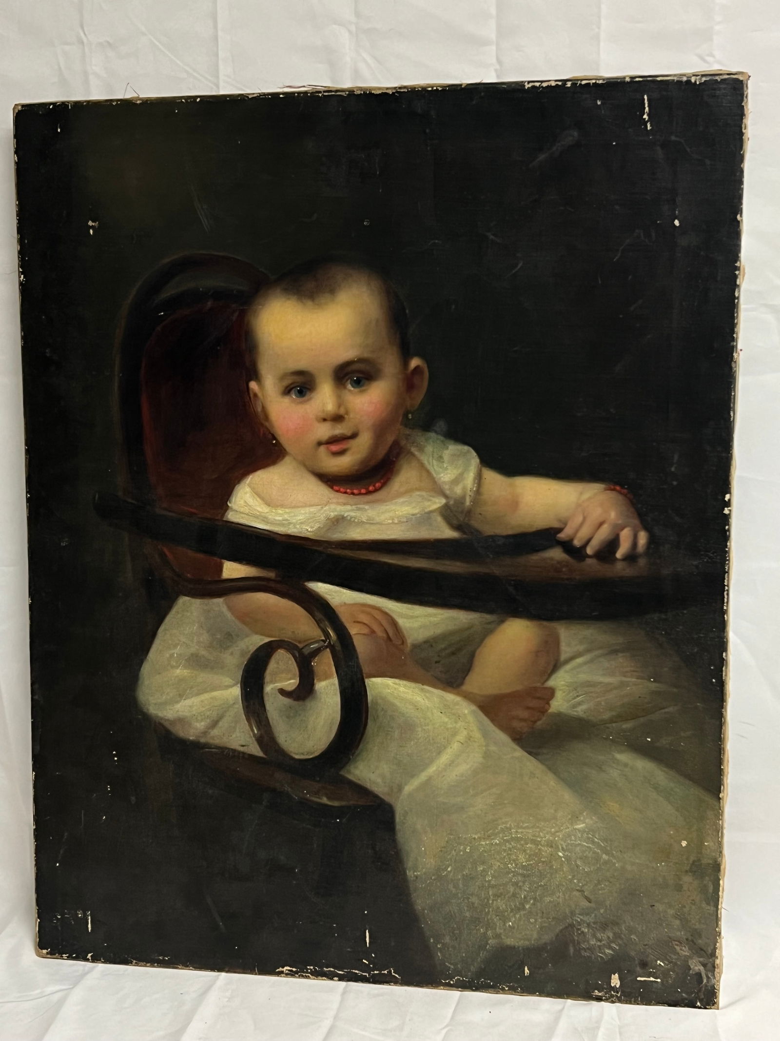 Victorian Oil on Canvas Child Portrait 25'' x 31'' (See Photos for Condition) (1 of 3)