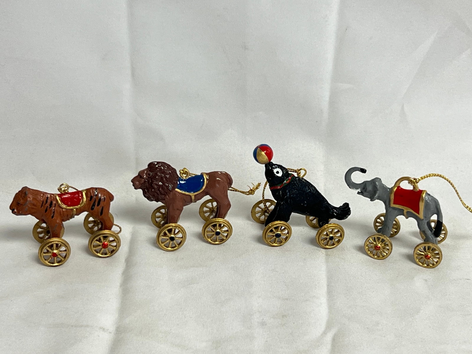 Cast Metal Circus Animals on Wheels 2'' x 1.75'': Cast Metal Circus Animals on Wheels 2'' x 1.75''
