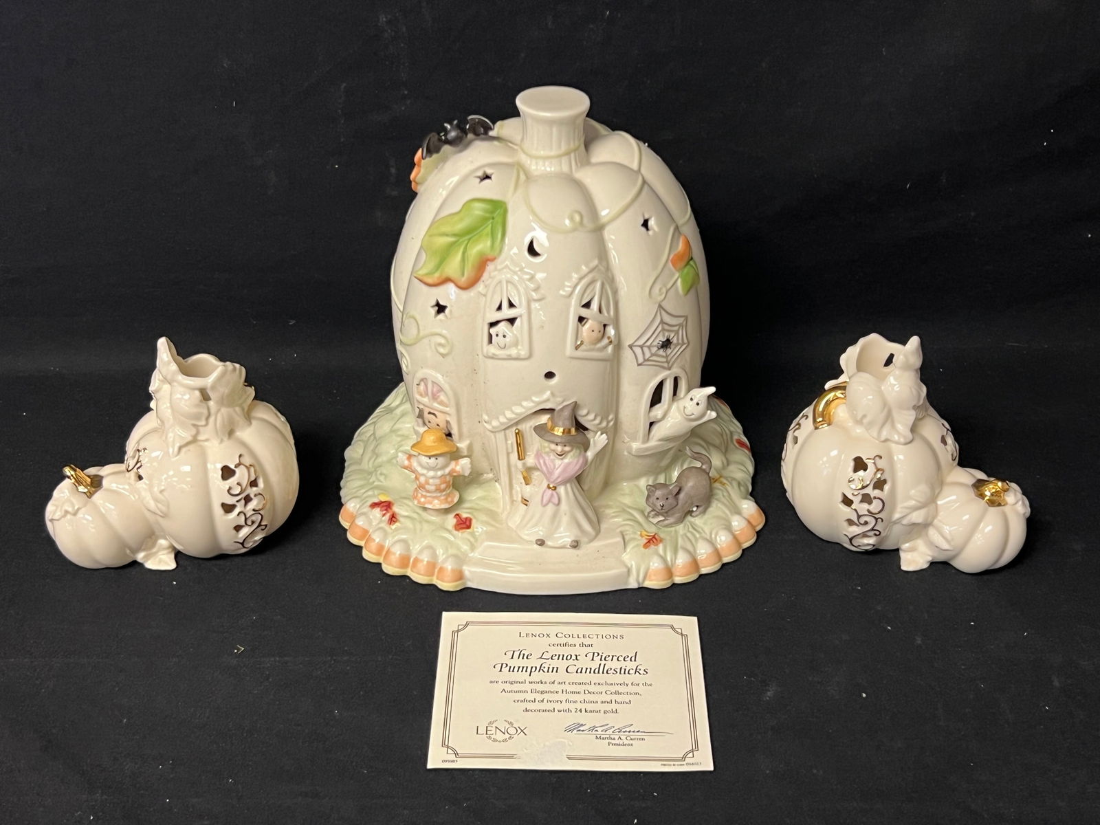 Lenox Halloween Haunted House & Candlesticks - China Hand Decorated w/ 24K Gold (1 of 8)