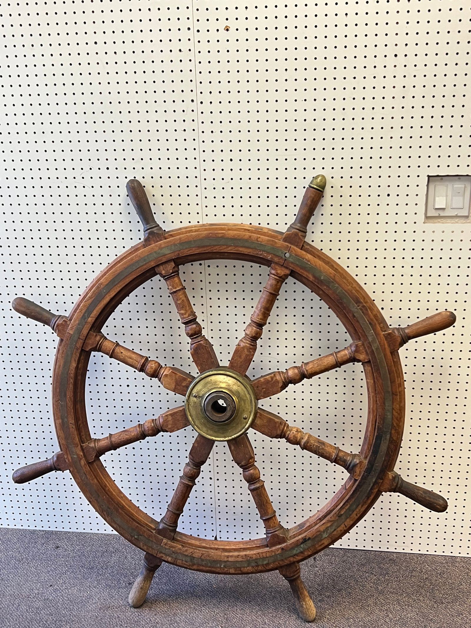 51'' Wood & Brass Ships Wheel - From Capitola Wharf House Restaurant (1 of 7)