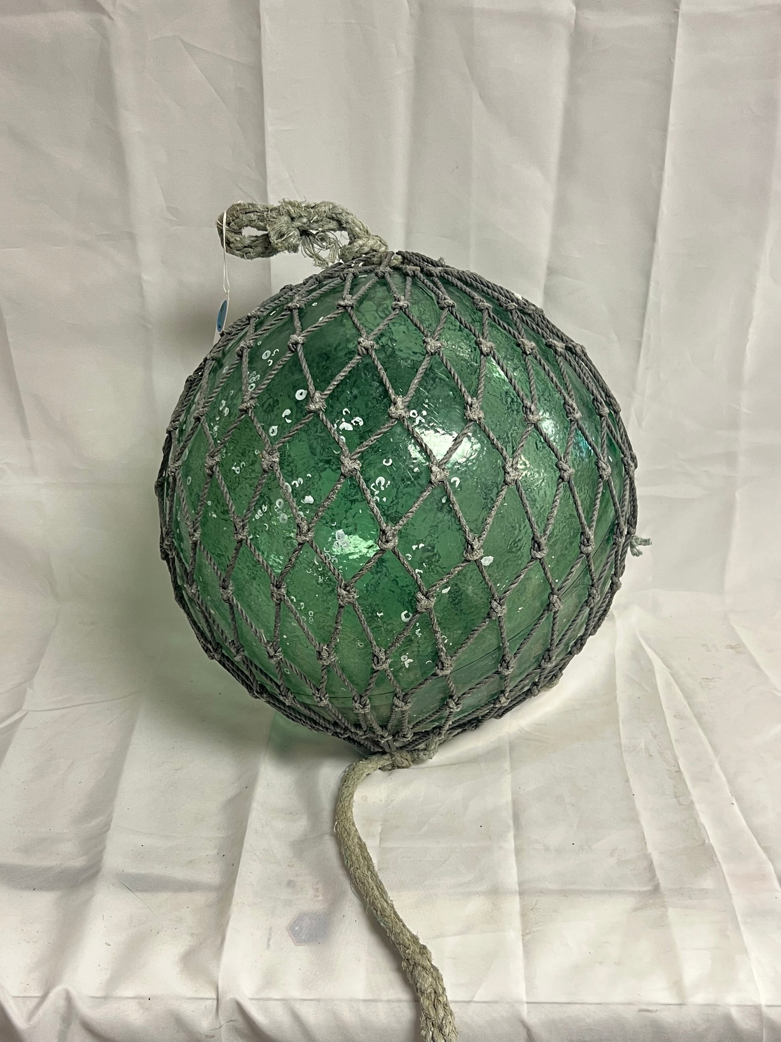 Vtg Glass Fishing Float 46''Cir Wharf House - Capitola Wharf House Restaurant - Green Glass w/ Rope (1 of 4)