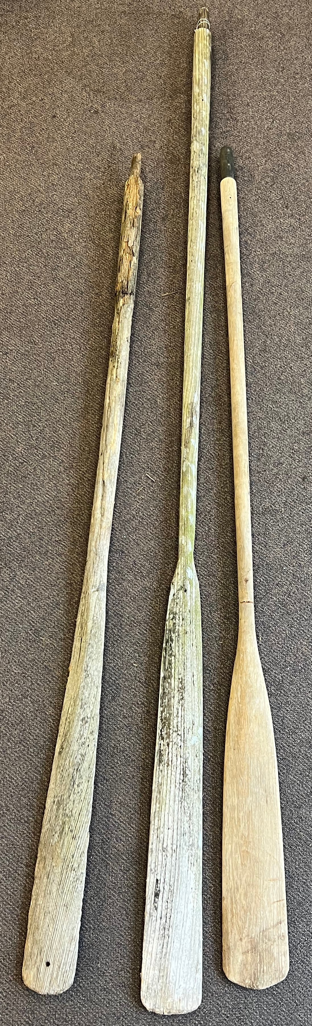 (3)Atq/ Vtg Large Wooden Distressed Oars - From Capitola Wharf House Restaurant - 6'11'' L , 7'L, (1 of 3)