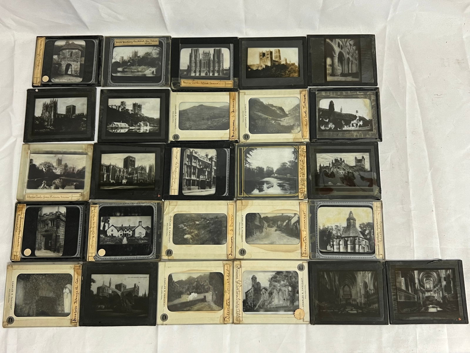 (25)Magic Lantern Glass Slides - Castles, Churches, Landscapes (1 of 7)