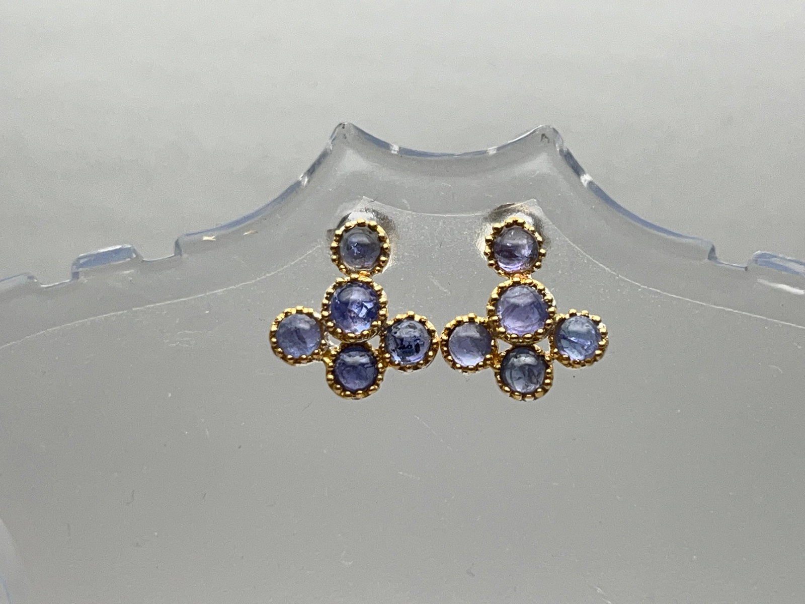 Sterling Tanzanite Earrings w/ 14K Accents: Sterling Tanzanite Earrings w/ 14K Accents