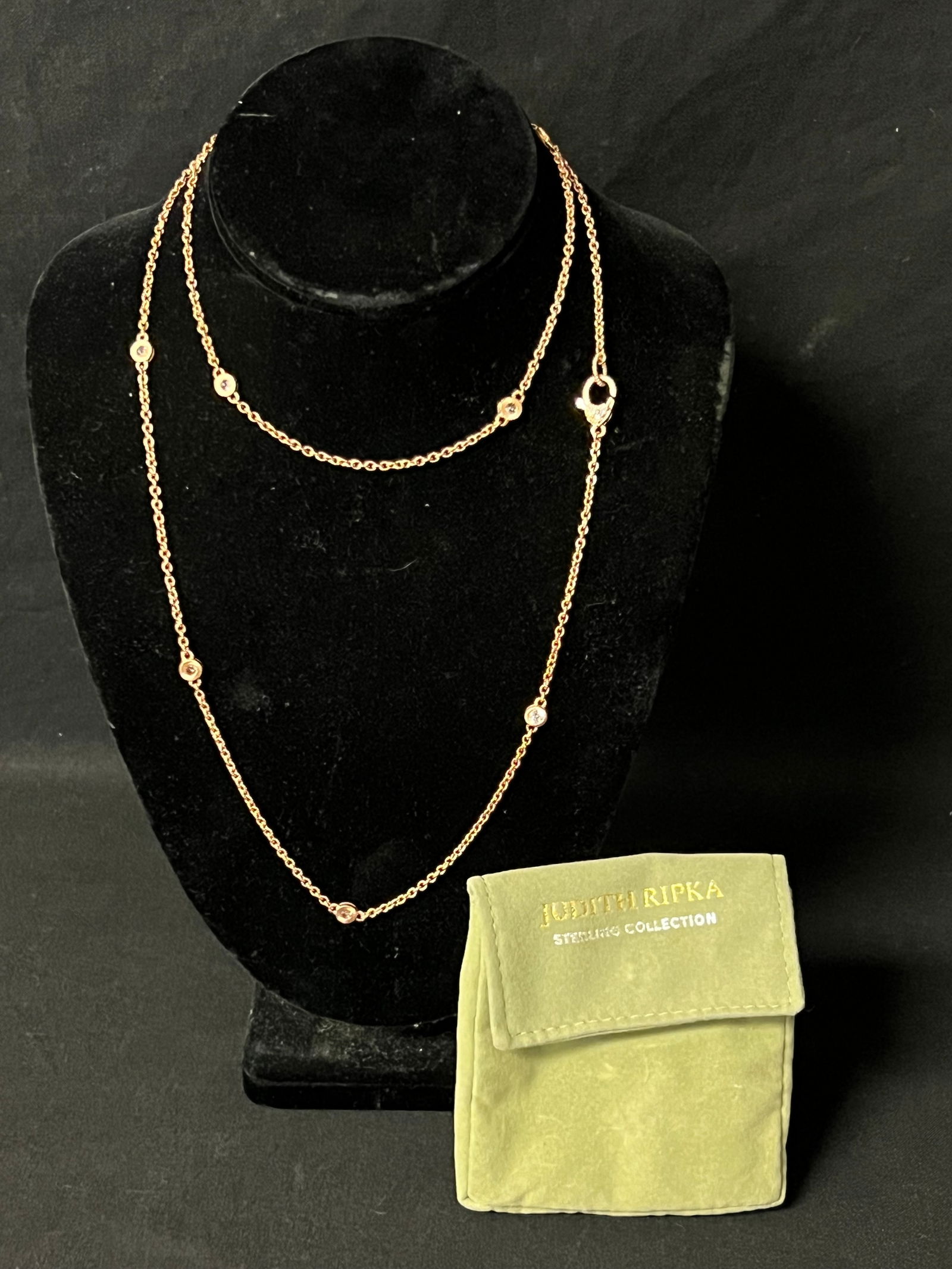 Judith Ripka Sterling 14K Gold Clad Necklace 36''L - Sterling 14K Rose Gold Clad Diamonique Necklace (1 of 4)