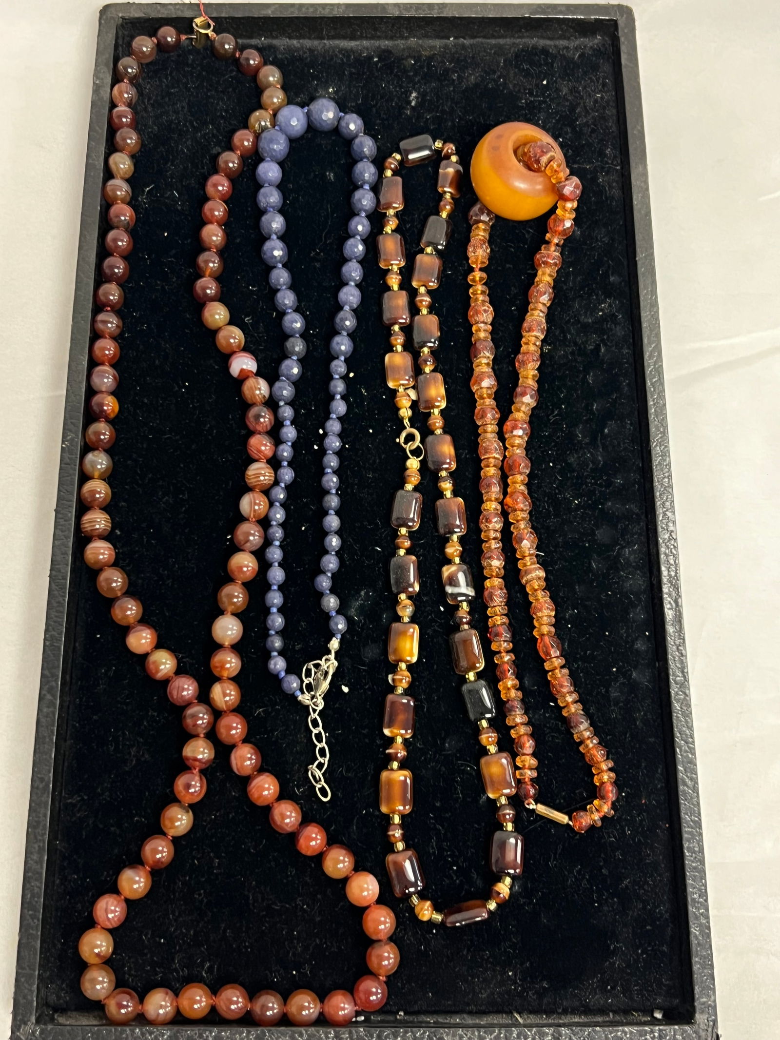 Asst Amber, Tigers Eye + Gemstone Necklaces (1 of 3)
