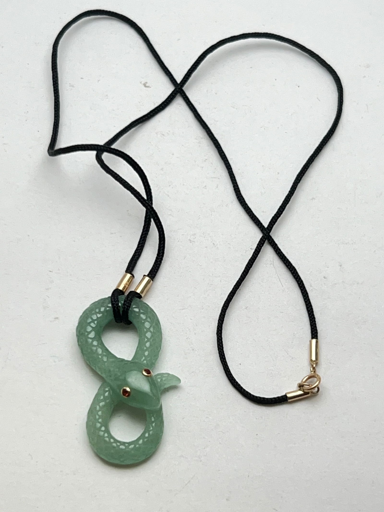 Ross Simons Jade w/ Gemstone Snake Pendant - Pendant 1.75''L w/ Bag & Box (1 of 5)