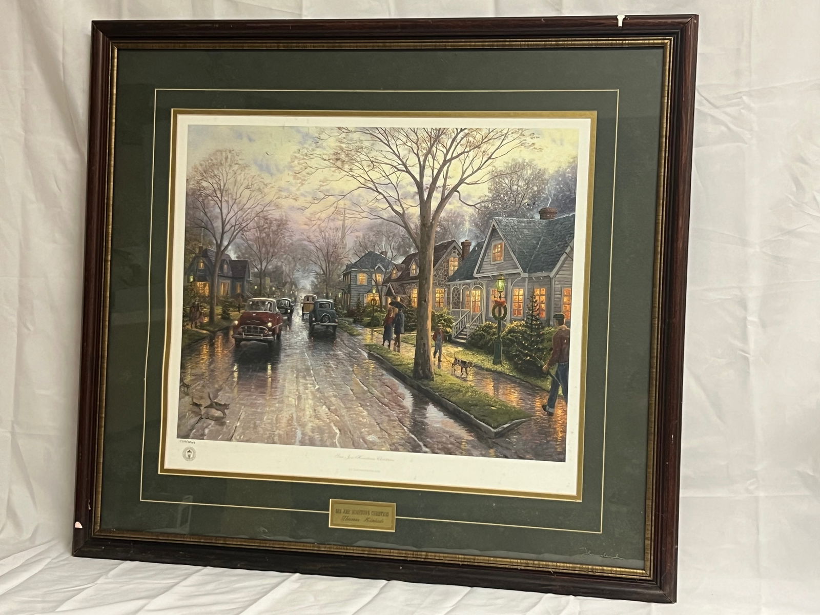 Thomas Kinkade #1710/ 3950 San Jose Christmas - Signed & #d ''Hometown Christmas'' , Framed 30.5'' x: Thomas Kinkade #1710/ 3950 San Jose Christmas - Signed & #d ''Hometown Christmas'' , Framed 30.5'' x 27.5''