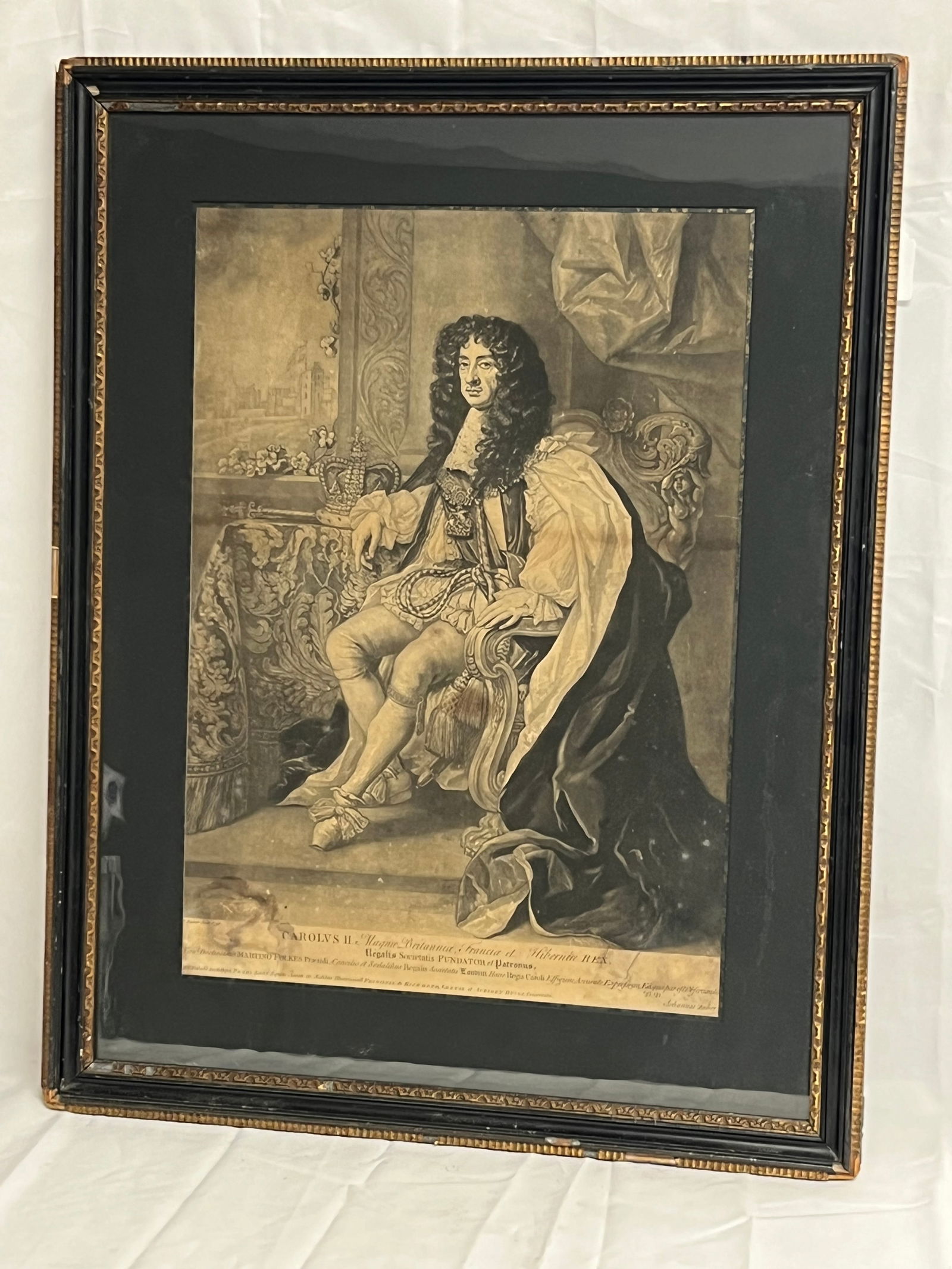 Atq Framed King Charles II Portrait by J.Faber - Johannes Faber King of England Portrait - Framed (1 of 5)