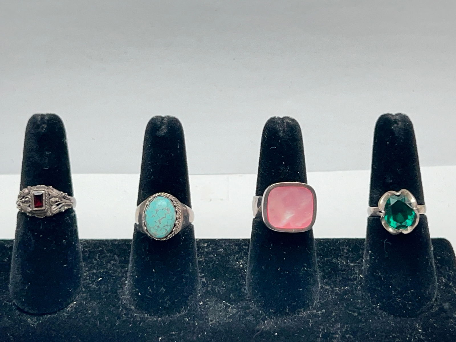 (4)Sterling Silver Rings in Various Styles - Asst Stones, (1)Sz 7 w/ Garnet (1 of 5)