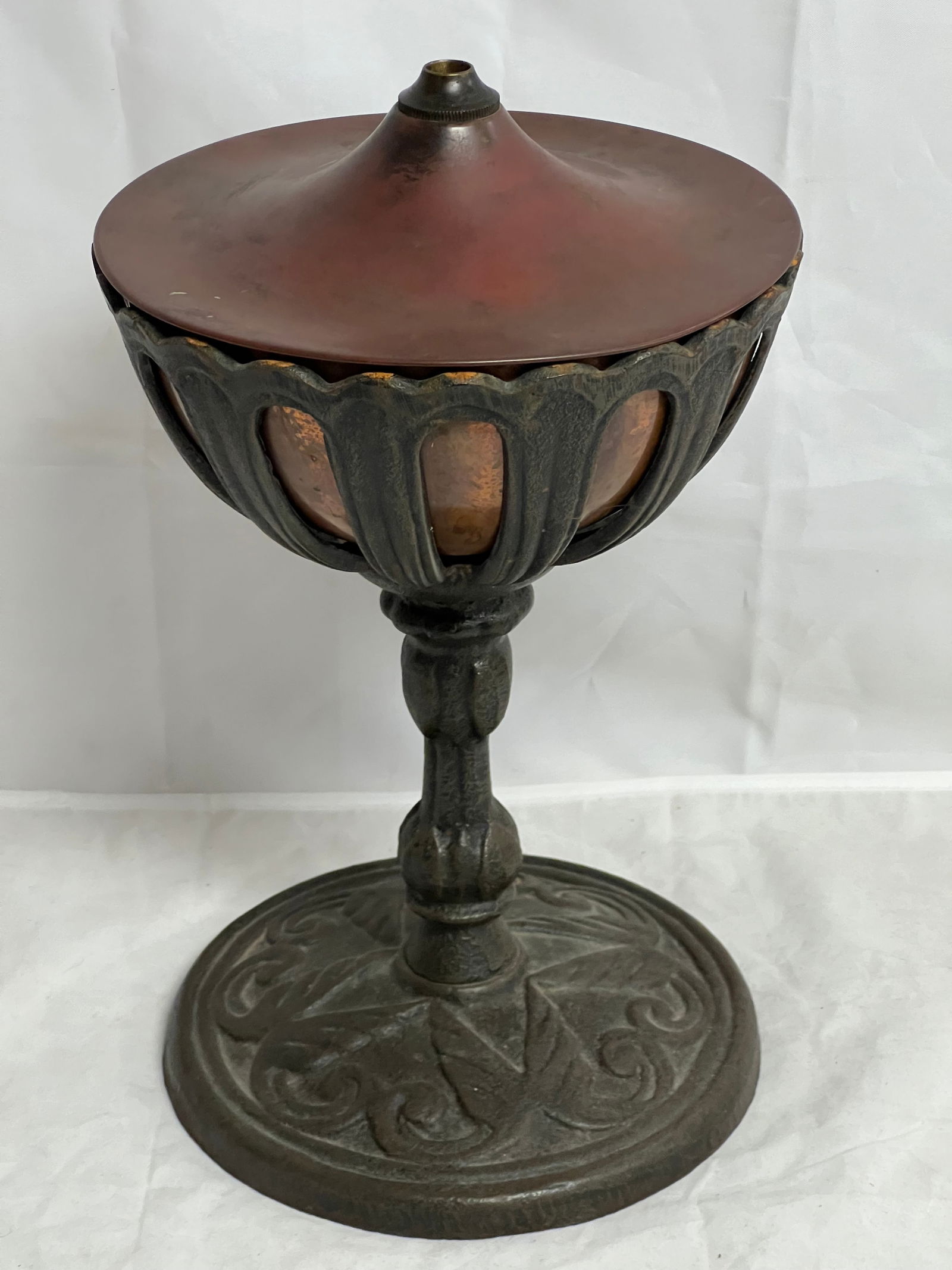 Iron Kerosene Lamp w/ Copper Insert - Stand 7.75'' x 11''T (1 of 4)