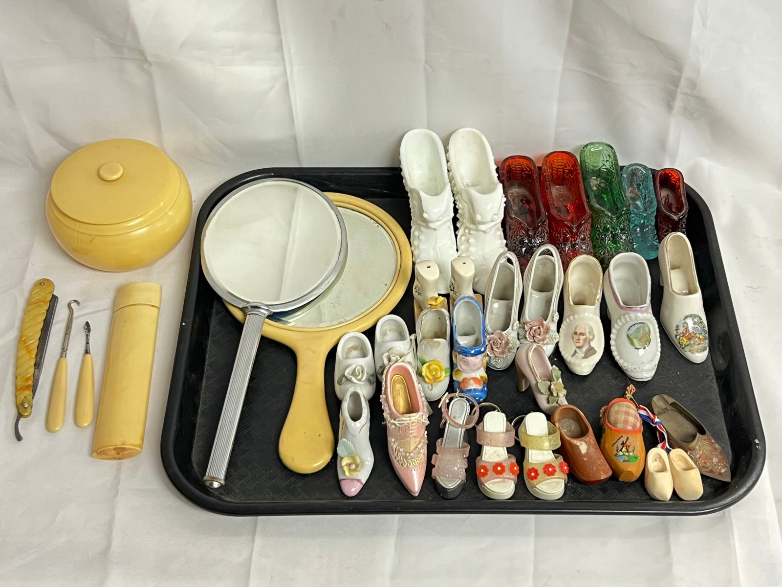 Vanity Items, Asst Shoe Toothpick Holders - 5pc Vanity Set, Razor, Mirror, Ass t Holders (1 of 6)