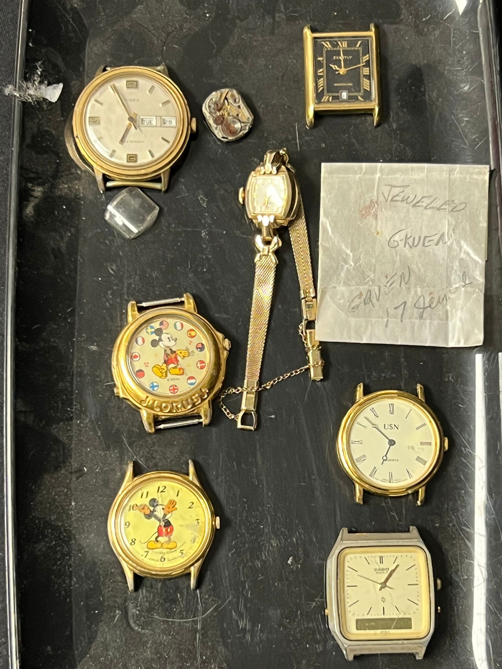 (7)Asst Watch Faces, Watch - (2)Disney Mickey Mouse, USN Japan Made, Exactly Swiss, Timex + More (1 of 6)