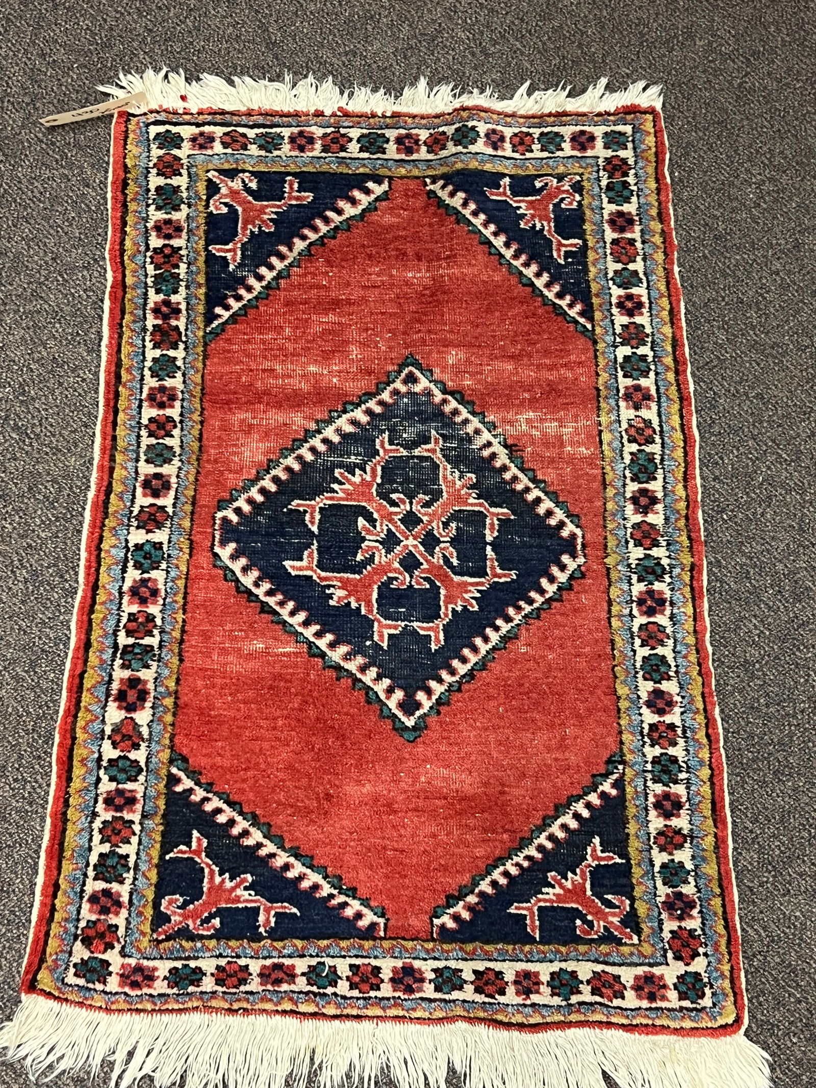 Handmade Persian Throw Rug 25'' x 40'' - Coral, Blues,Cream Colors (1 of 5)