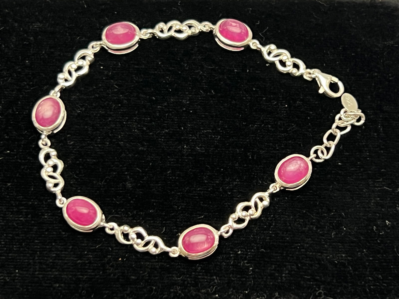 Pink Sapphire Bracelet in Sterling Silver 8''L (1 of 2)