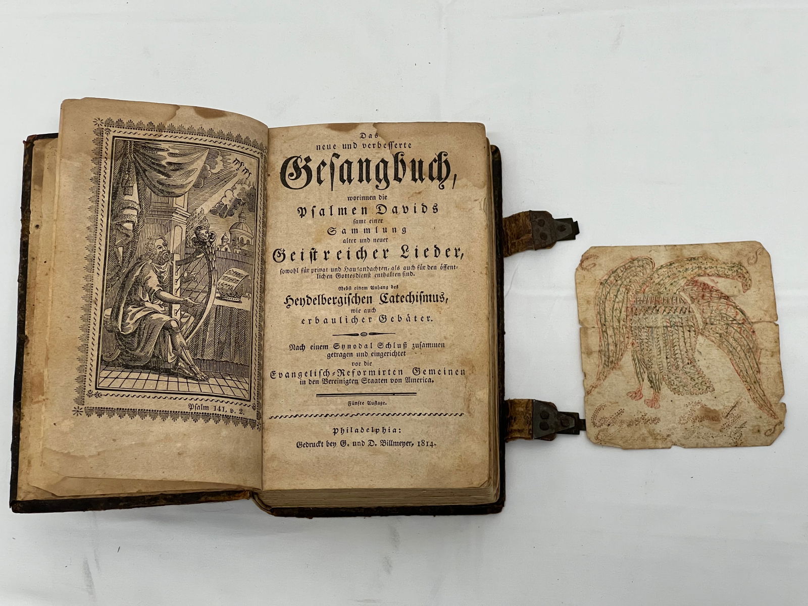 1814 German Book Philadelphia Print w/ Federal Period Drawing - Federal Period Eagle Drawing + 1814 (1 of 10)