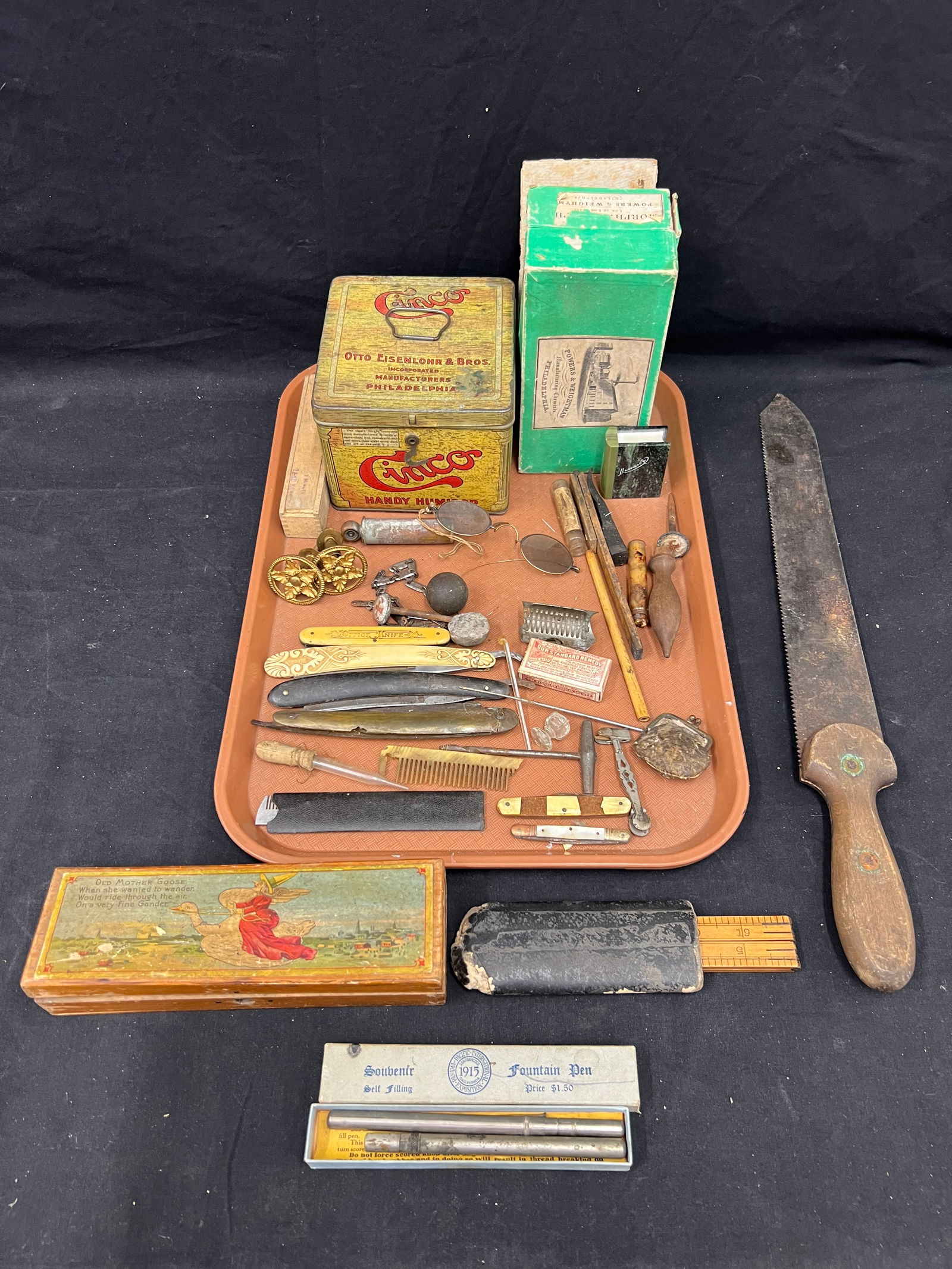 Asst Lot- Razors, Hardware, Advertising,More - Straight Razors, Knife, Pens, Mother Goose Box + More (1 of 5)