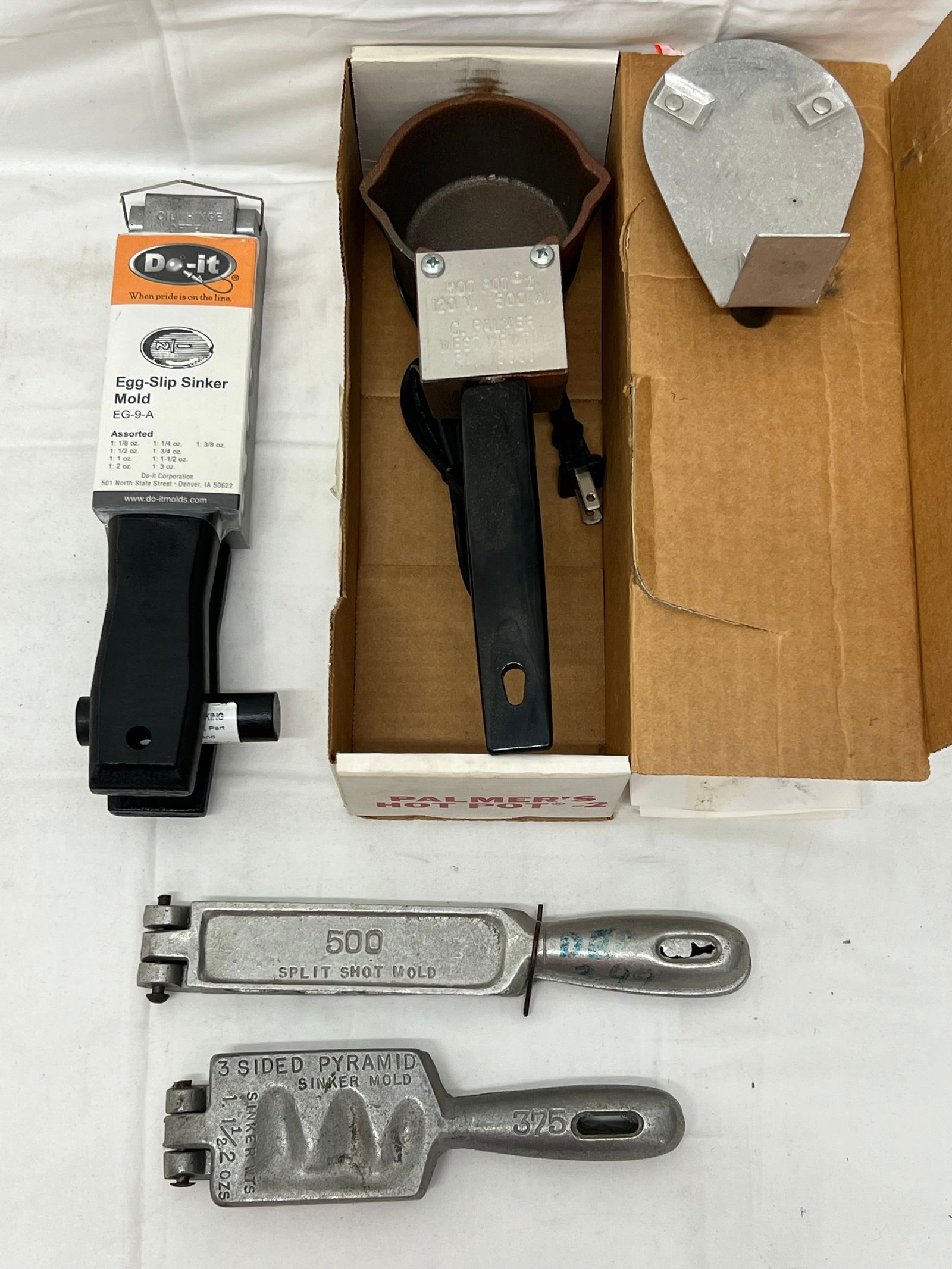 C.Palmer Hot Pot 2 Lead Melting Pot, Molds - Do-It Egg Slip Sinker Mold EG-9-A (Never Used), (1 of 5)