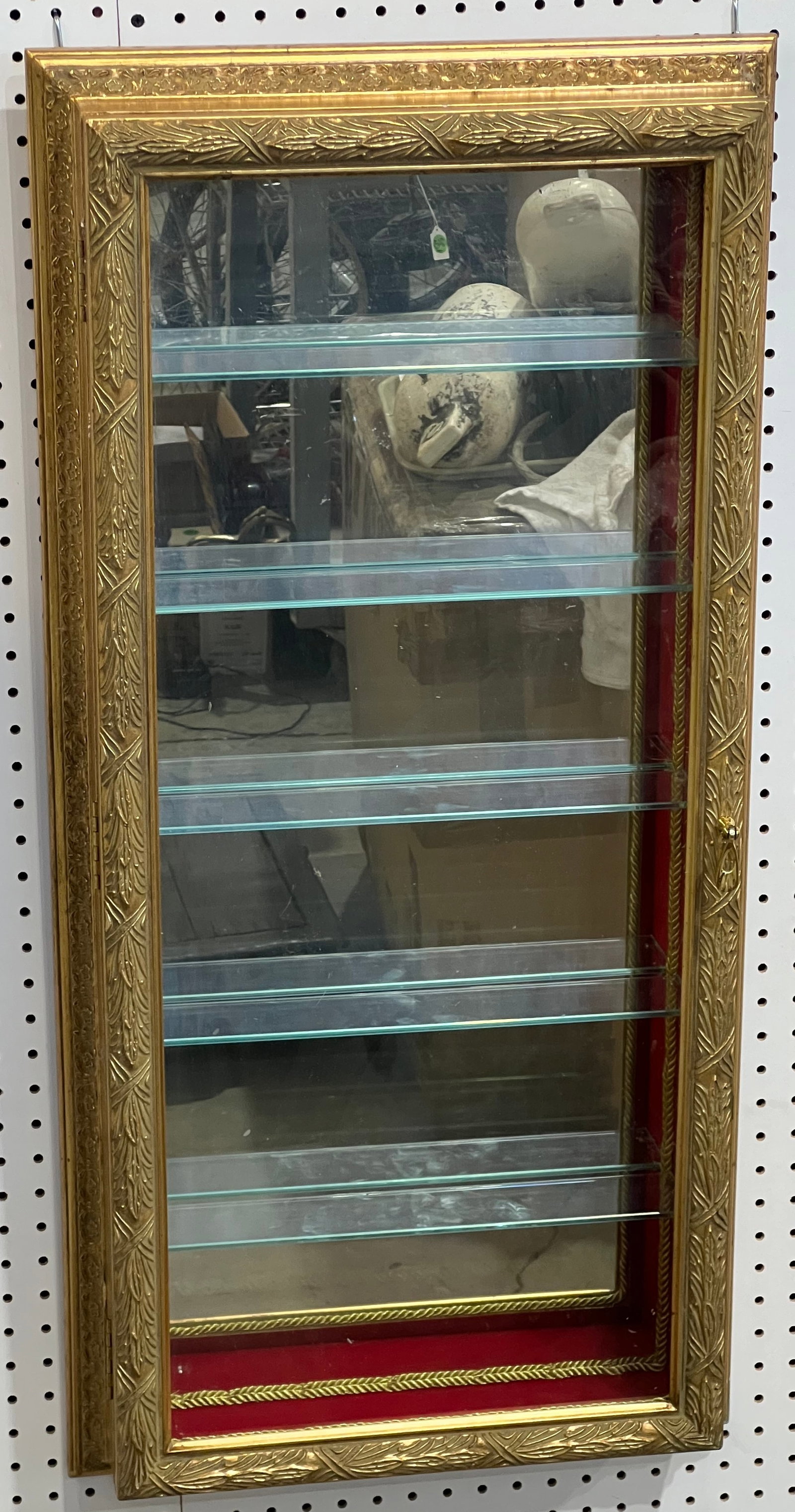 Beautiful Goldtone Mirror Back Display Case - Wall Display Case w/ (5)Glass Shelves 2.5'' x 15'' , (1 of 4)