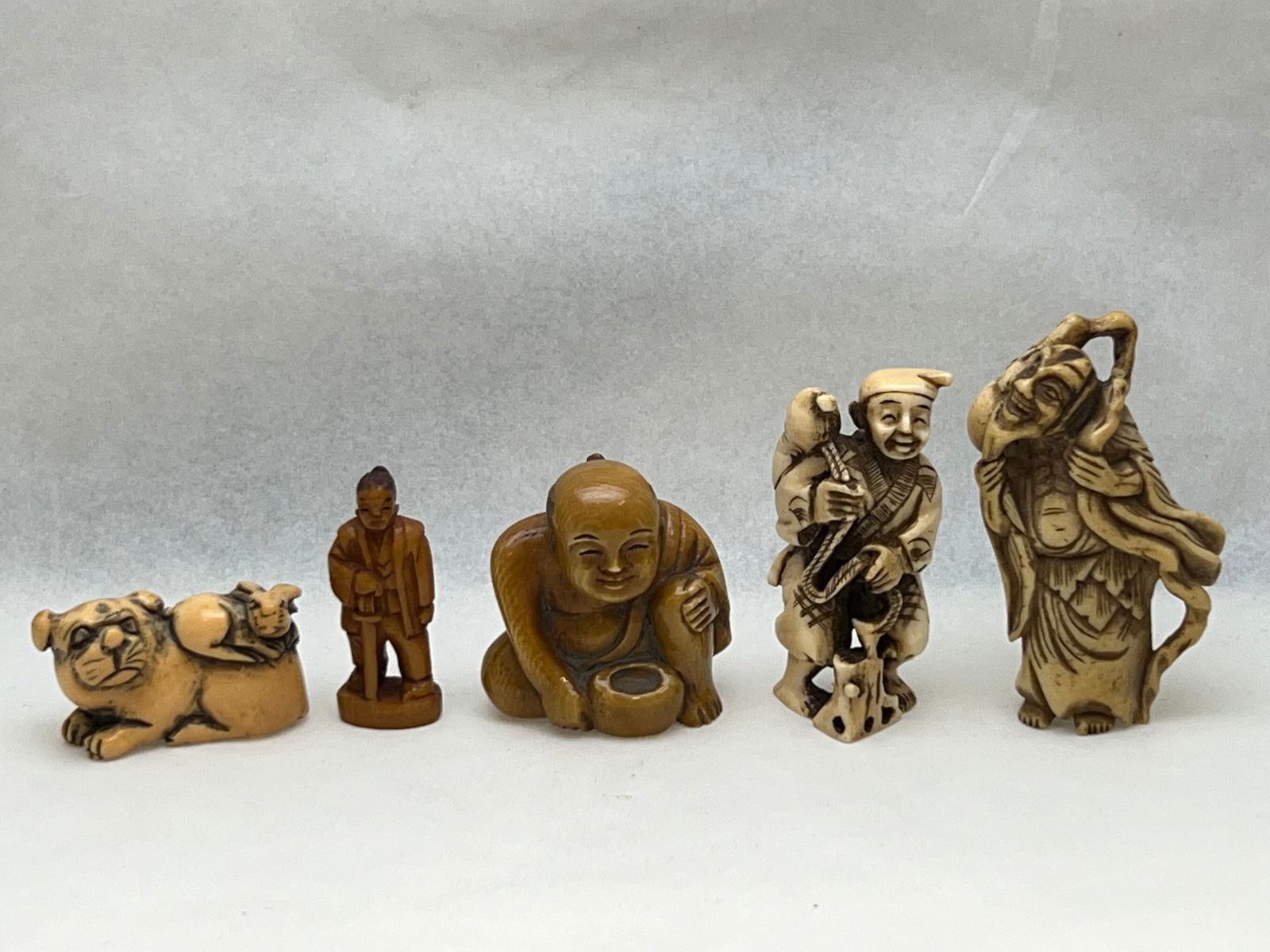 (5)Atq/ Vtg Carved Japanese Netsukes 1.5''-2.5''T ( See Photos for Condition) (1 of 5)