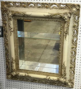 Wooden Framed Mirrored Back Shadow Display Box - 27'' x 31'' w/ Glass Shelf (See Photos for: Wooden Framed Mirrored Back Shadow Display Box - 27'' x 31'' w/ Glass Shelf (See Photos for Condition)