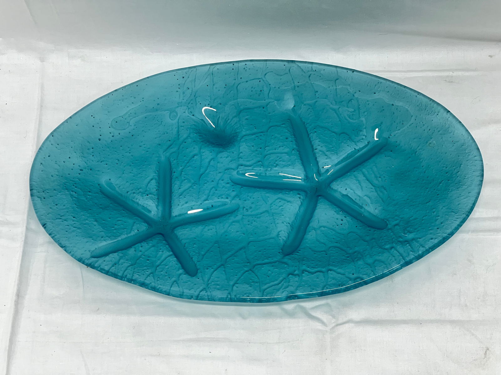 Signed Annie Glass Ultra Marine Starfish Tray - Signed 'Annie Glass - Supports The Monterey Bay (1 of 5)