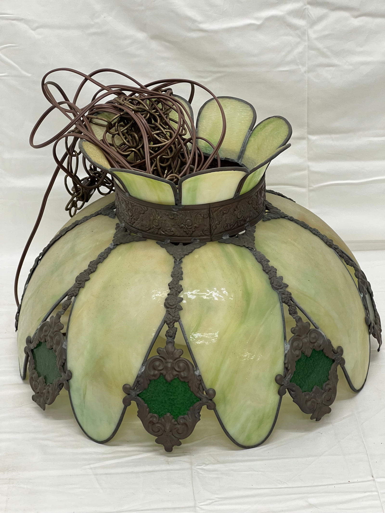 Slag Glass Hanging Lamp 18'' x 13''T (1 of 4)