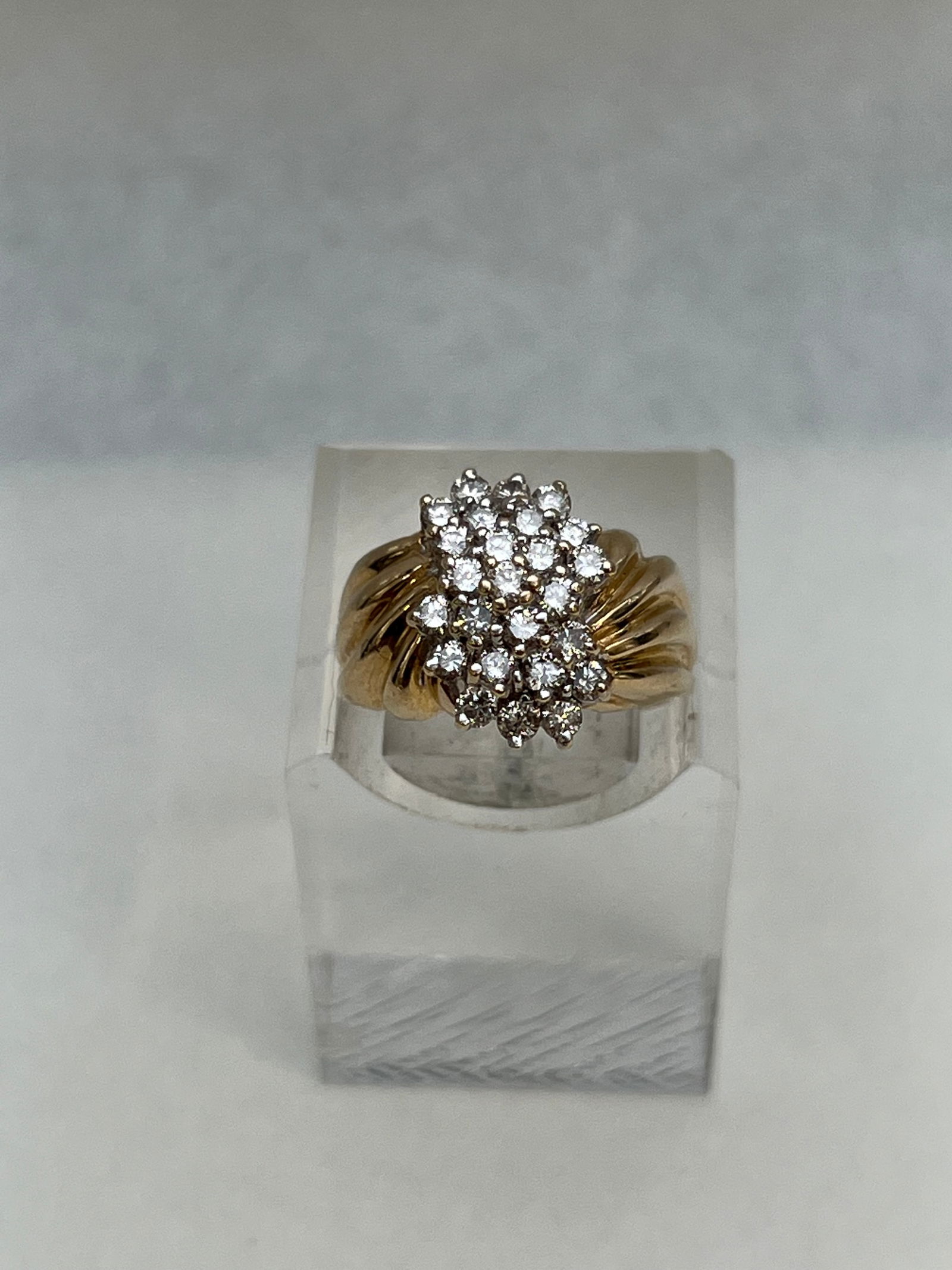 14K Gold Band Ring 1ct+ TW Diamonds w/ 10K White Gold - Sz 6.5, 6.10g TW (1 of 4)