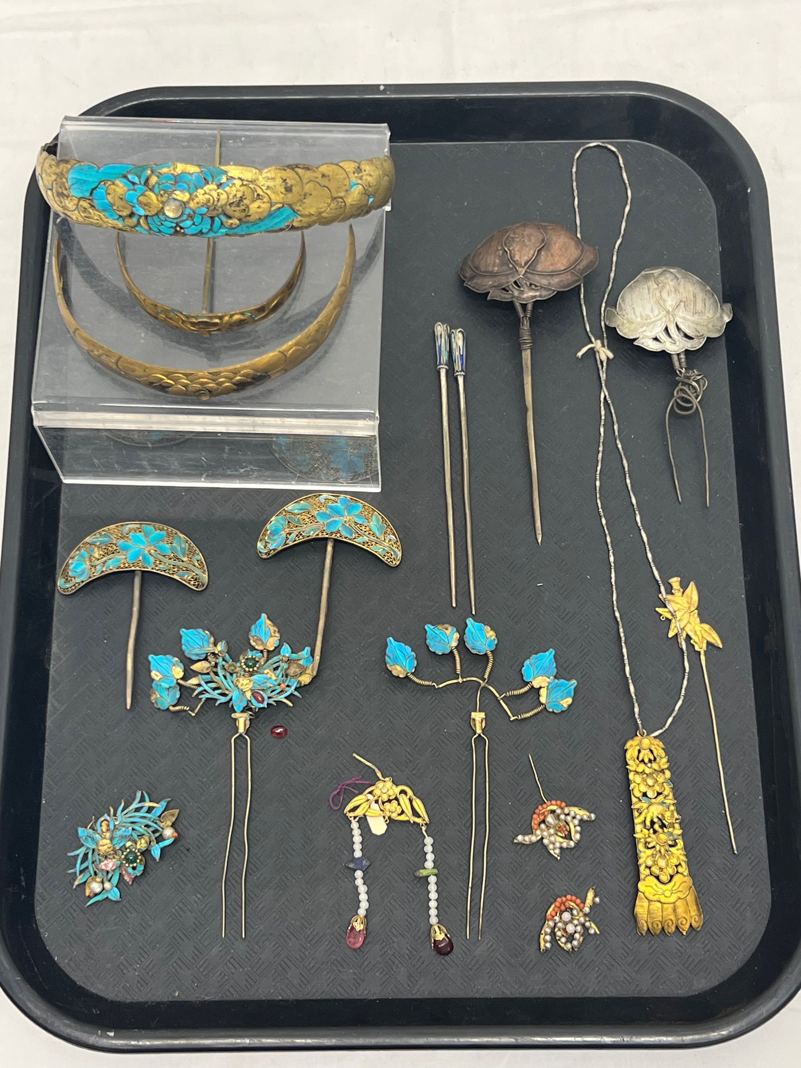 (16)Antique Chinese Hair Ornaments Kingfisher Feather - Asst Styles, Kingfisher Feathers, Hair (1 of 12)