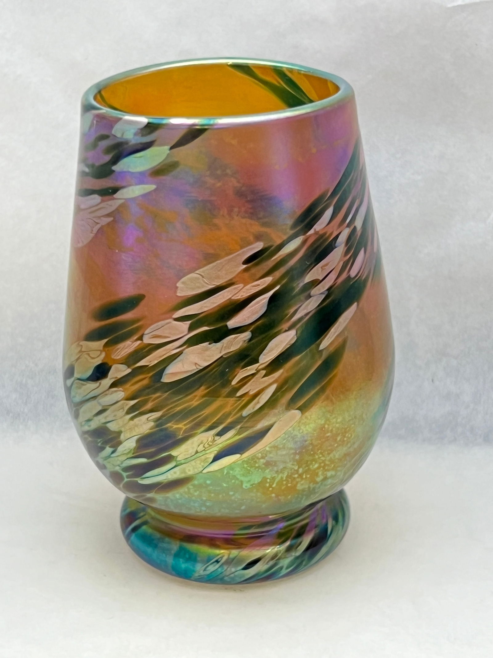 Lundberg Studio Iridescent Art Glass Vase 4''T - Signed & Dated on Bottom 2012 (1 of 4)