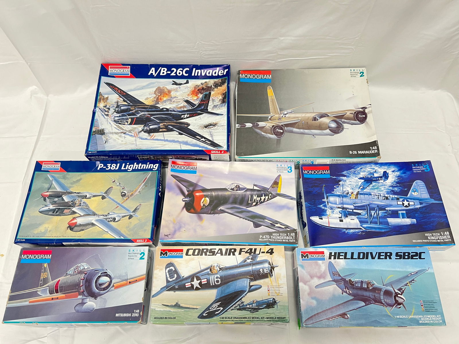 (7)Monogram Military Airplane Models 1:48 Scale - All w/ Original Boxes #5506, 5508, 5488, 5487, (1 of 6)