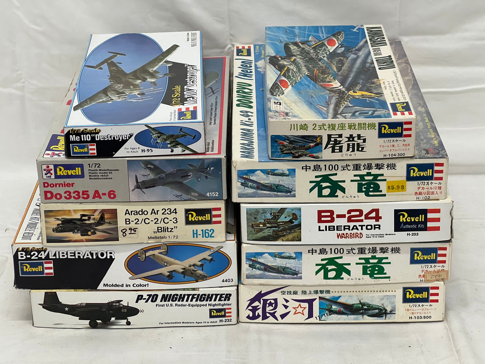 (10)Revell Model Airplane Models 1:72 Scale - Sealed H-162, H-102 Sealed in Bag, #4403, H-95, Donryu (1 of 4)