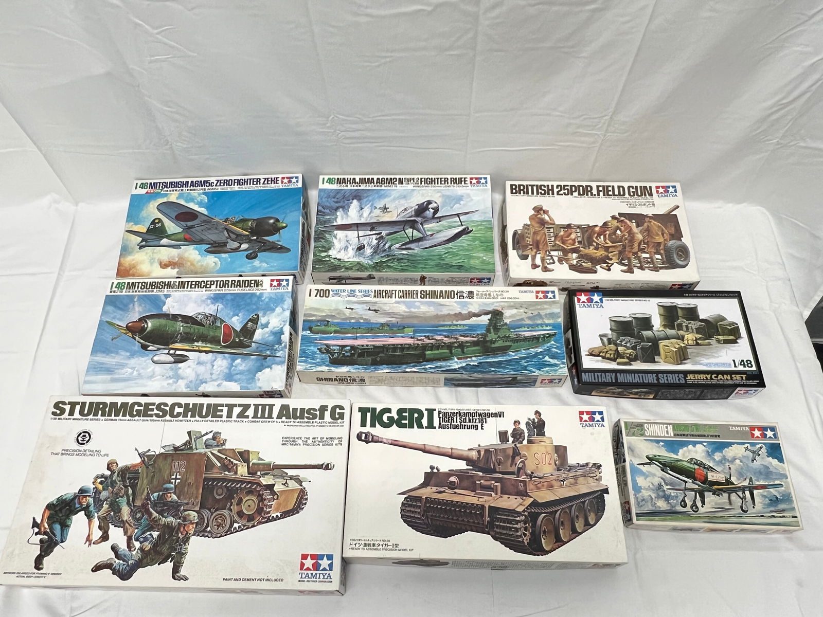 (9)Tamiya Military Models 1:35 / 1:48 / 1:72 - Shinden, Shinano, Tiger I, AUSF-G, Zero Fighter + (1 of 7)