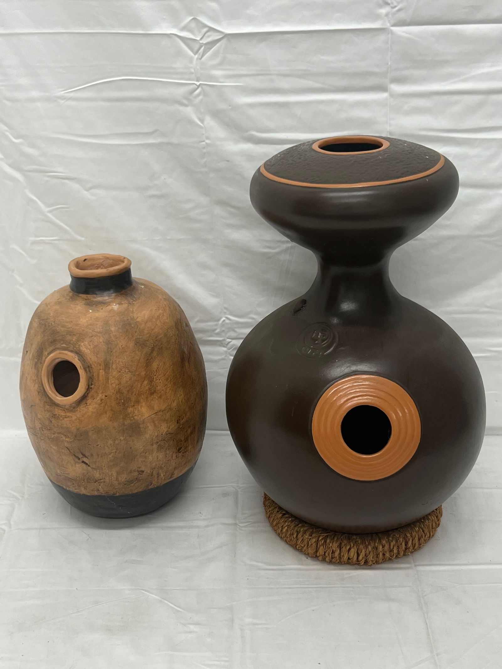 (2)Claytone Udu Drums (1) is LP - LP Claytone Marked 8'' Top x 16''T , (1)Claytone 13''T: (2)Claytone Udu Drums (1) is LP - LP Claytone Marked 8'' Top x 16''T , (1)Claytone 13''T