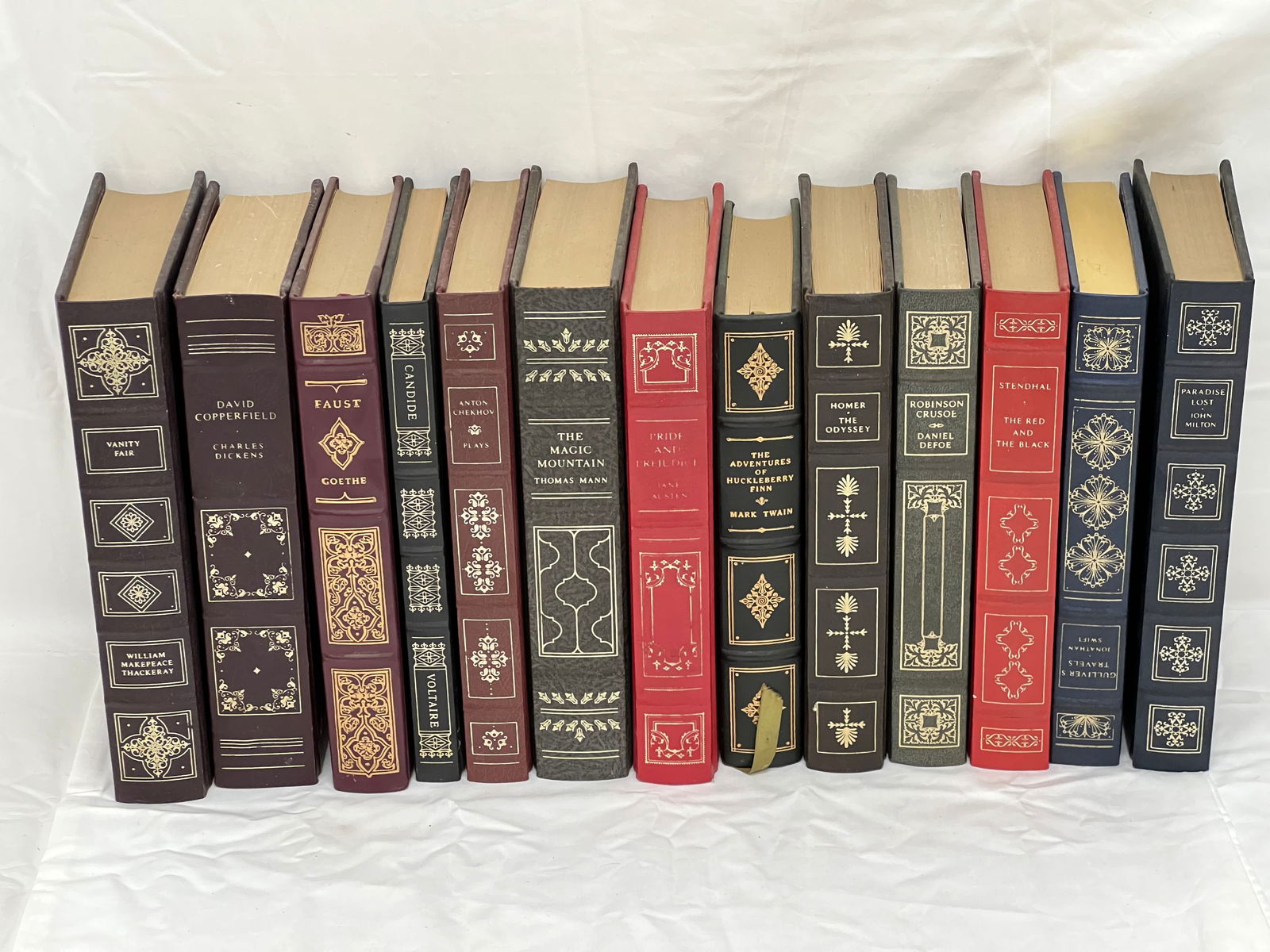 (13)Franklin Library Novels w/ Gilt Edge Pages - Robinson Crusoe, Huckleberry Finn, Paradise Lost, (1 of 14)