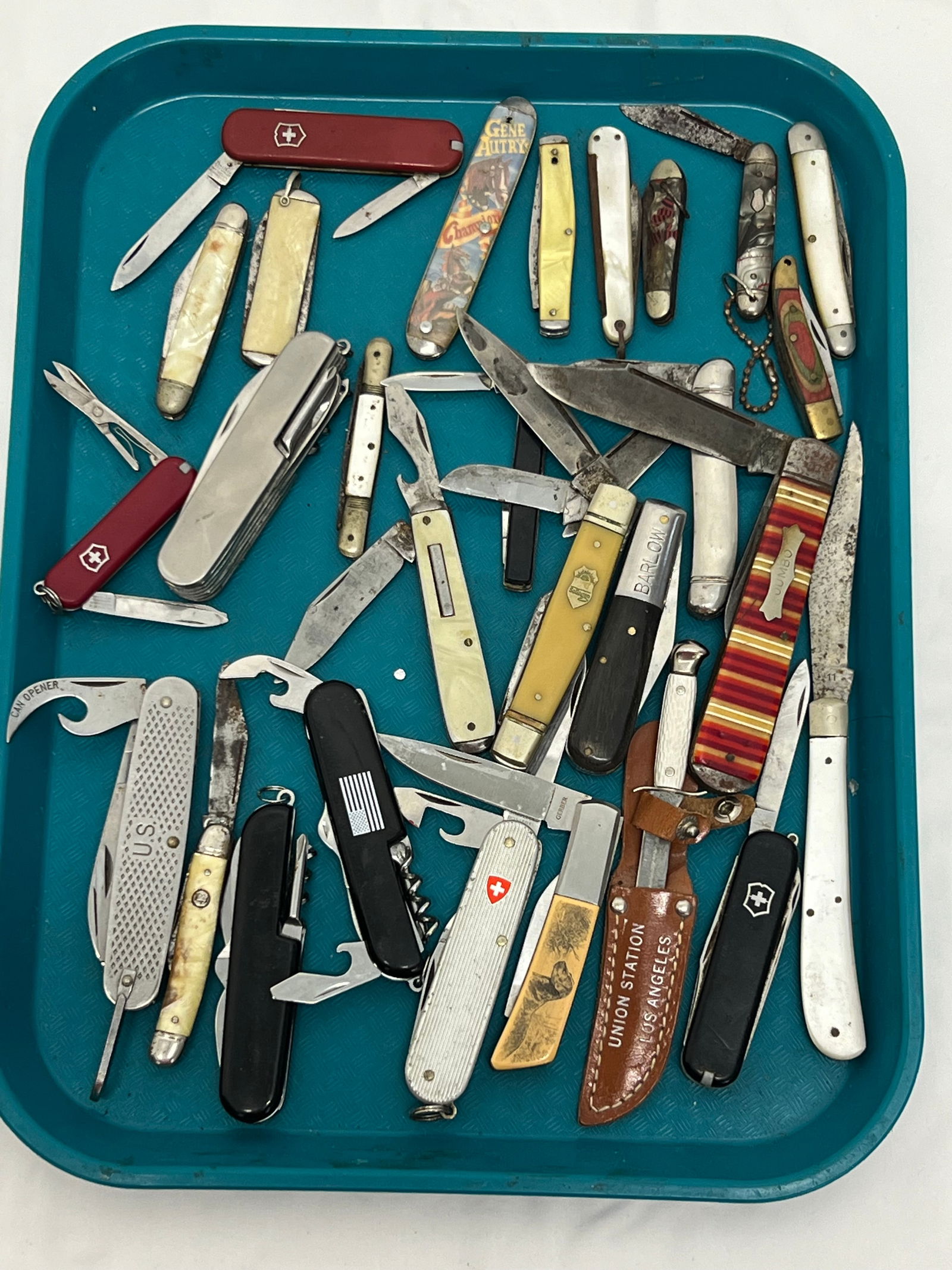 Lot Vtg Pocket Knives, Solingen, Swiss + More - Gerber Hunting Dog, Viking Eric Wedemeyer, Jumbo, (1 of 10)