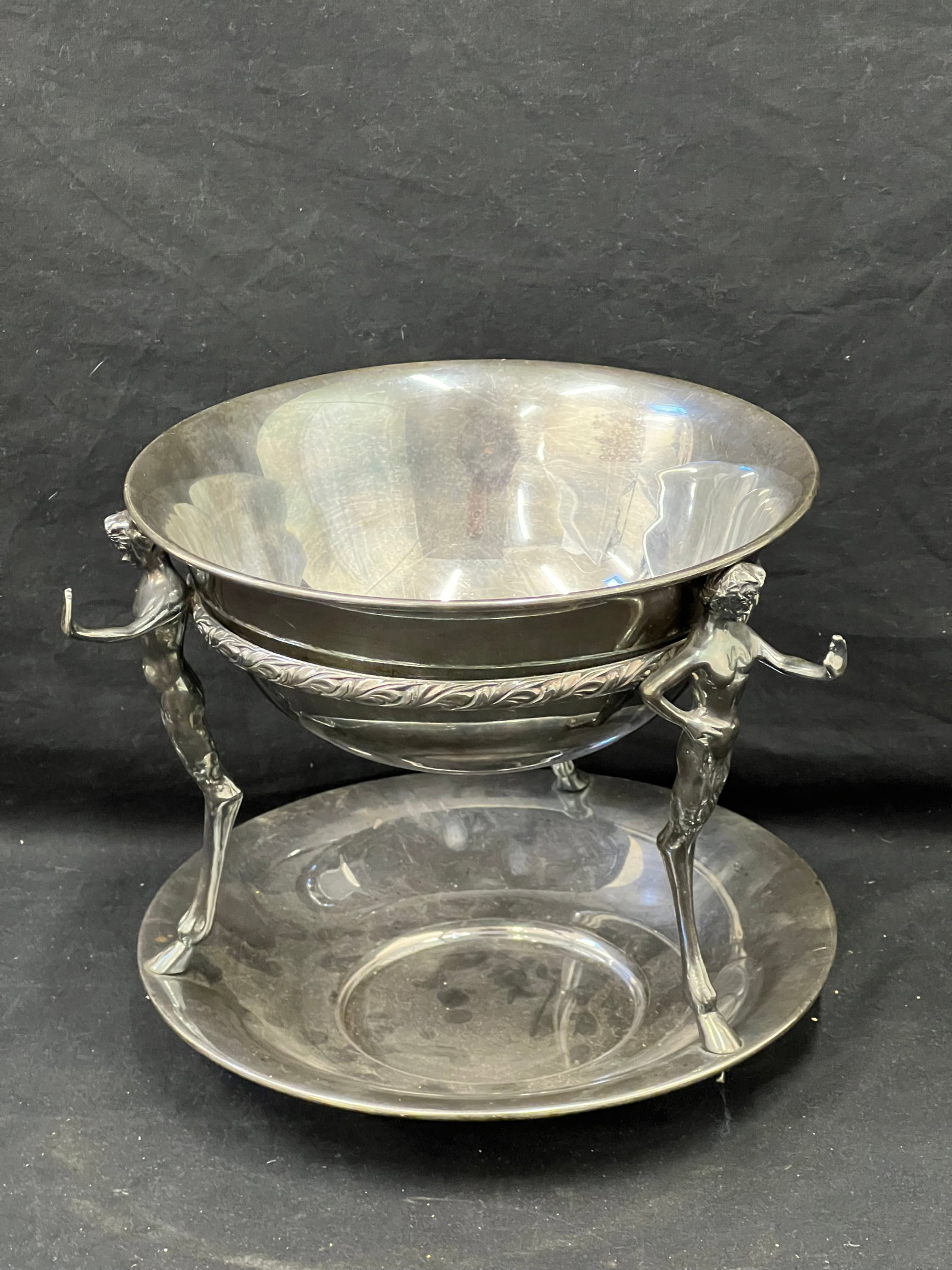 Antique Centaur Based Silverplate 2pc Dish - Centaur Figures for Hanging Utensils & Cups, Unusual (1 of 4)