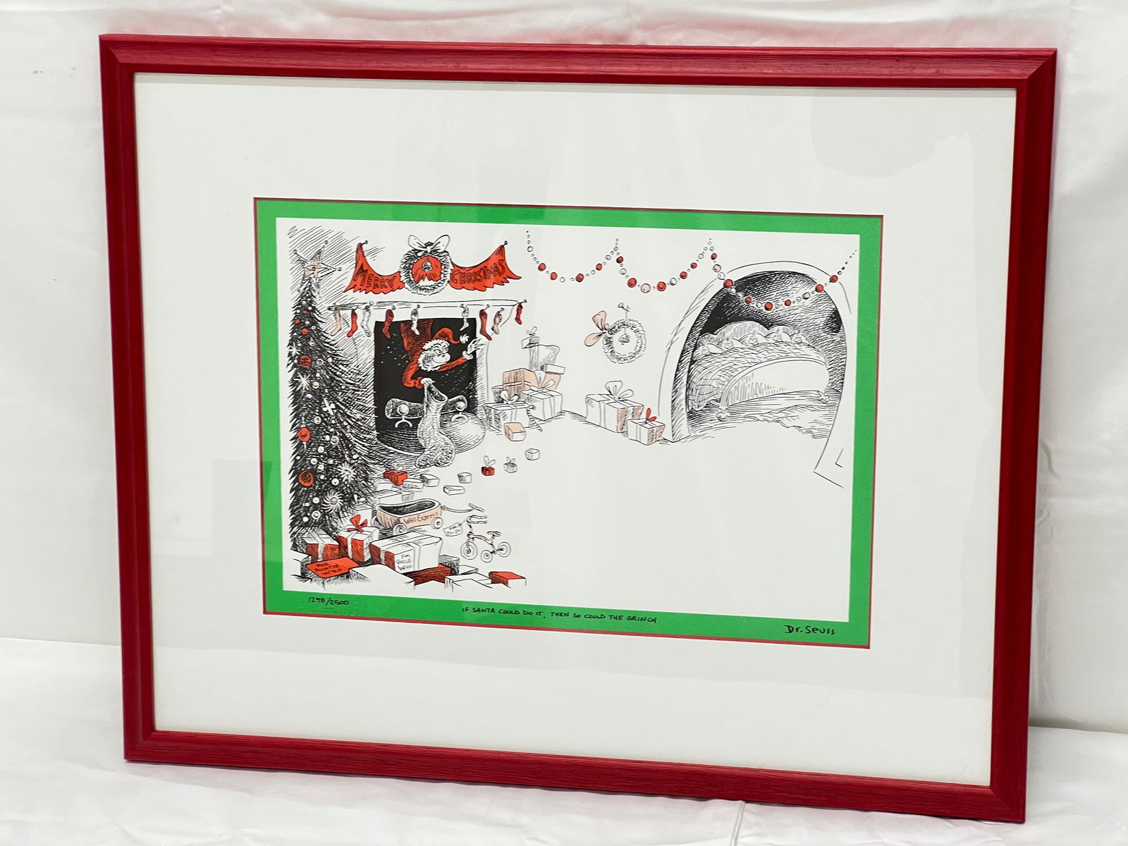 Dr. Seuss Certified ''Christmas Grinch'' Embossed Lithograph - How The Grinch Stole Christmas #d (1 of 6)