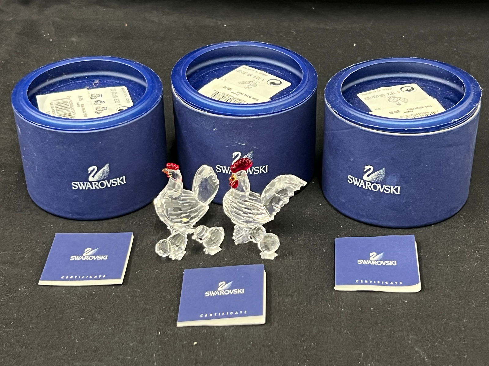 Swarovski Crystal Rooster, Hen & Chicks - All w/ Original Boxes & COA (1 of 4)
