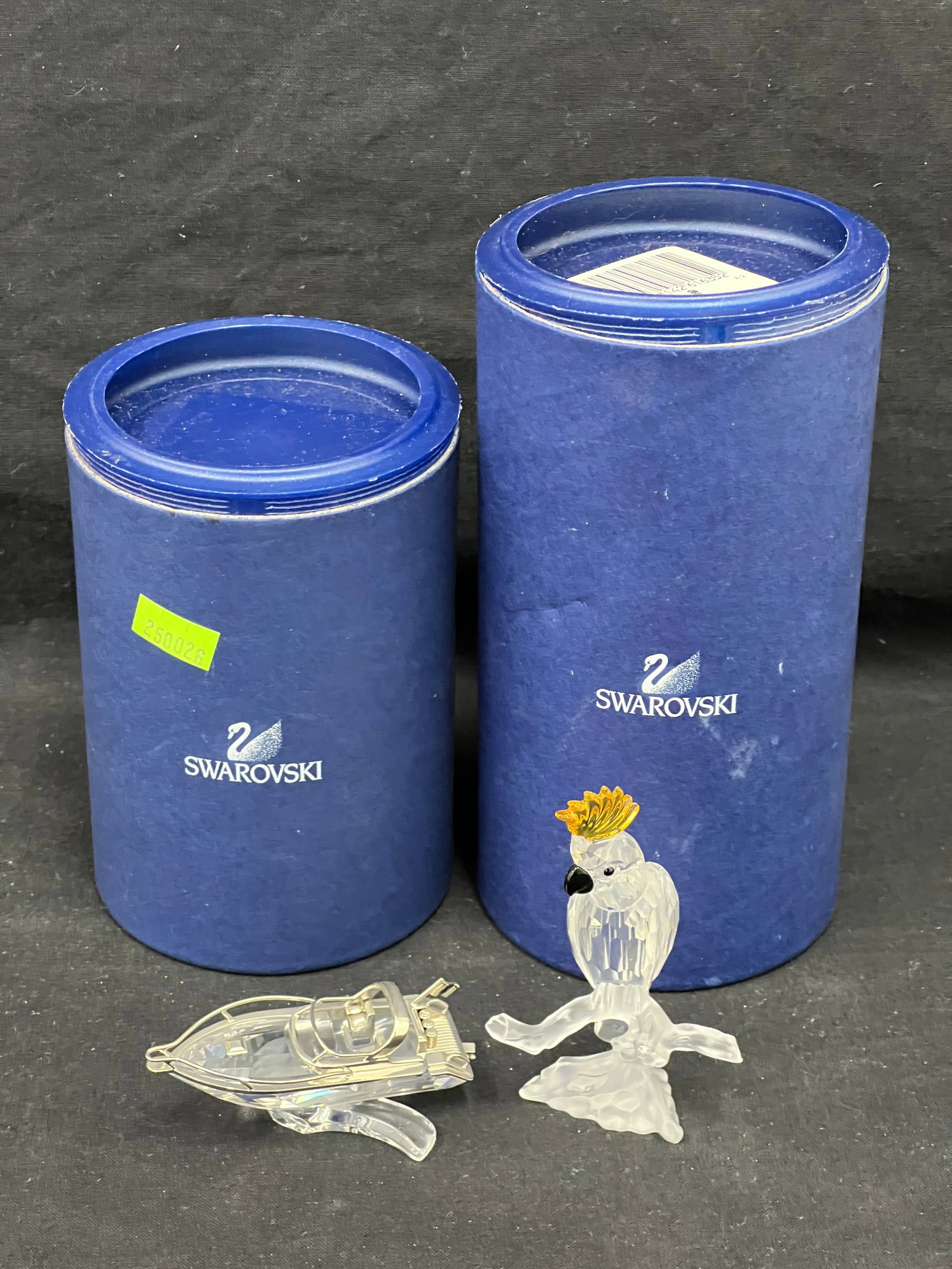 Swarovski Crystal Cockatoo & Speedboat - Both w/ Boxes: Swarovski Crystal Cockatoo & Speedboat - Both w/ Boxes