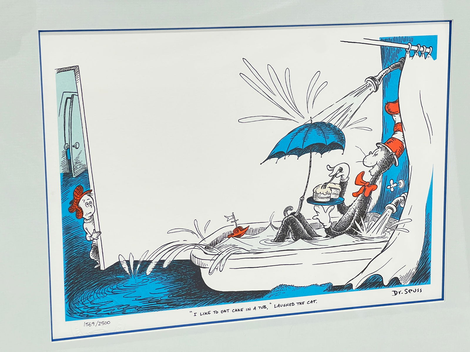 Dr.Seuss Certified 'Cat In The Hat' Lithograph, Signed - #'d 1569 / 2500 w/ Blind Stamp & Estate (1 of 6)