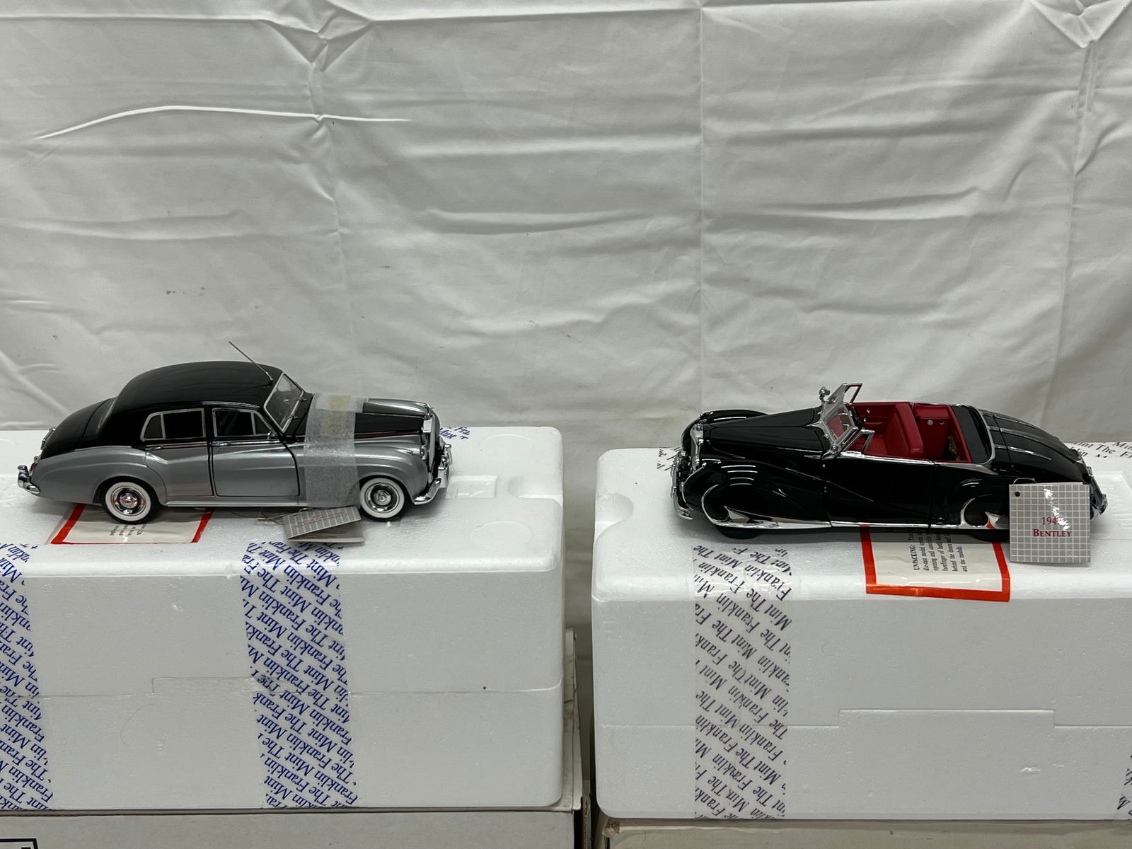 (2)Franklin Mint Diecast Rolls Royce Silver Cloud + Bentley - Mint Condition in Original Boxes Never (1 of 12)