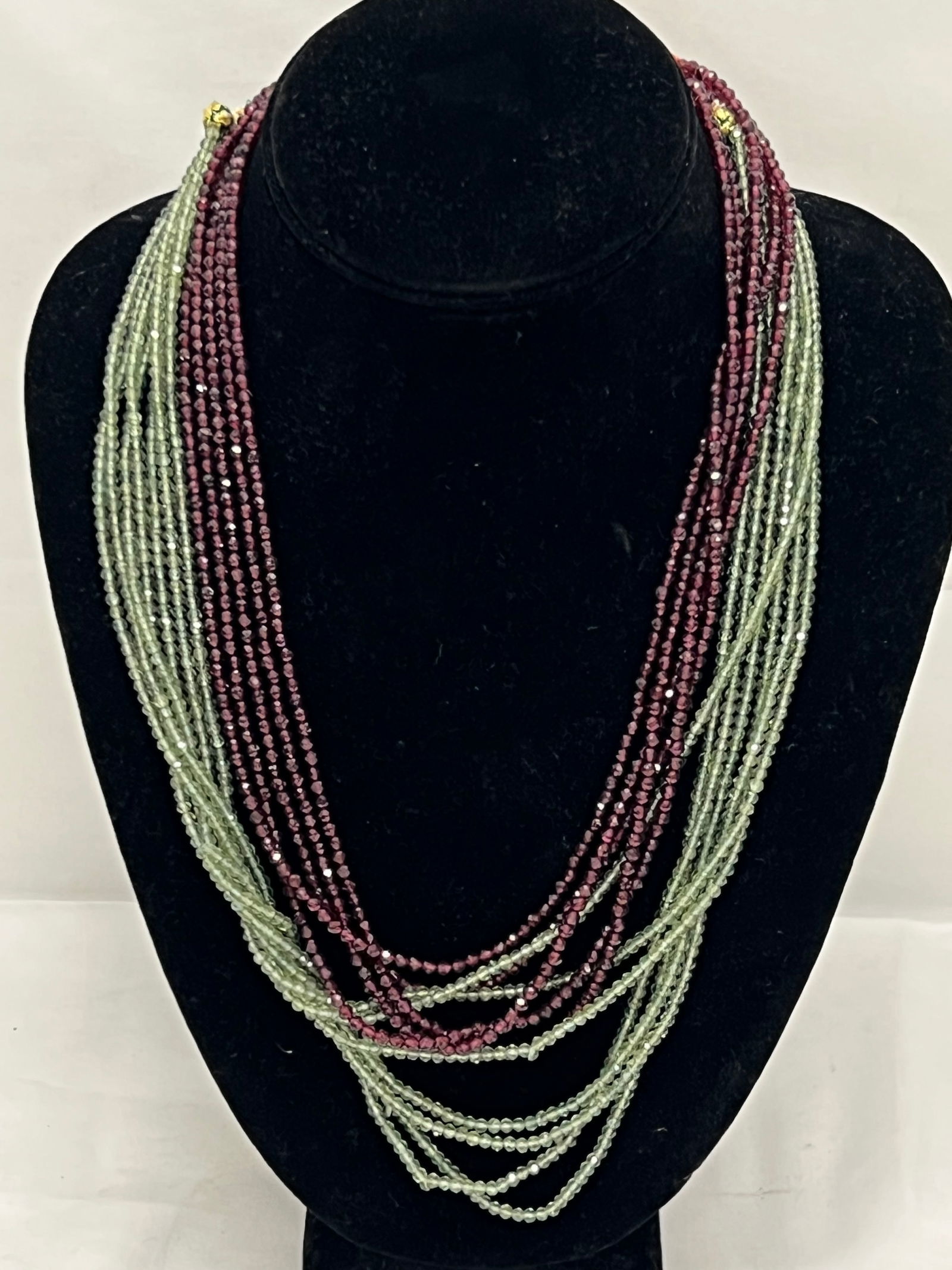 Natural Garnet Necklace, Natural Peridot Necklace - 5 Strand 206cts Natural Garnet Adjustable (1 of 4)