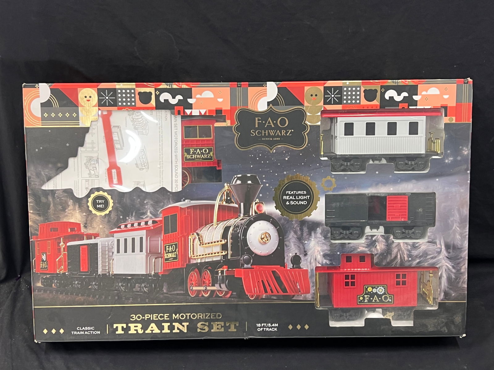 FAO Schwarz 30pc Motorized Train Set, NEW - Motorized w/ Light & Sound - New Never Opened (1 of 3)