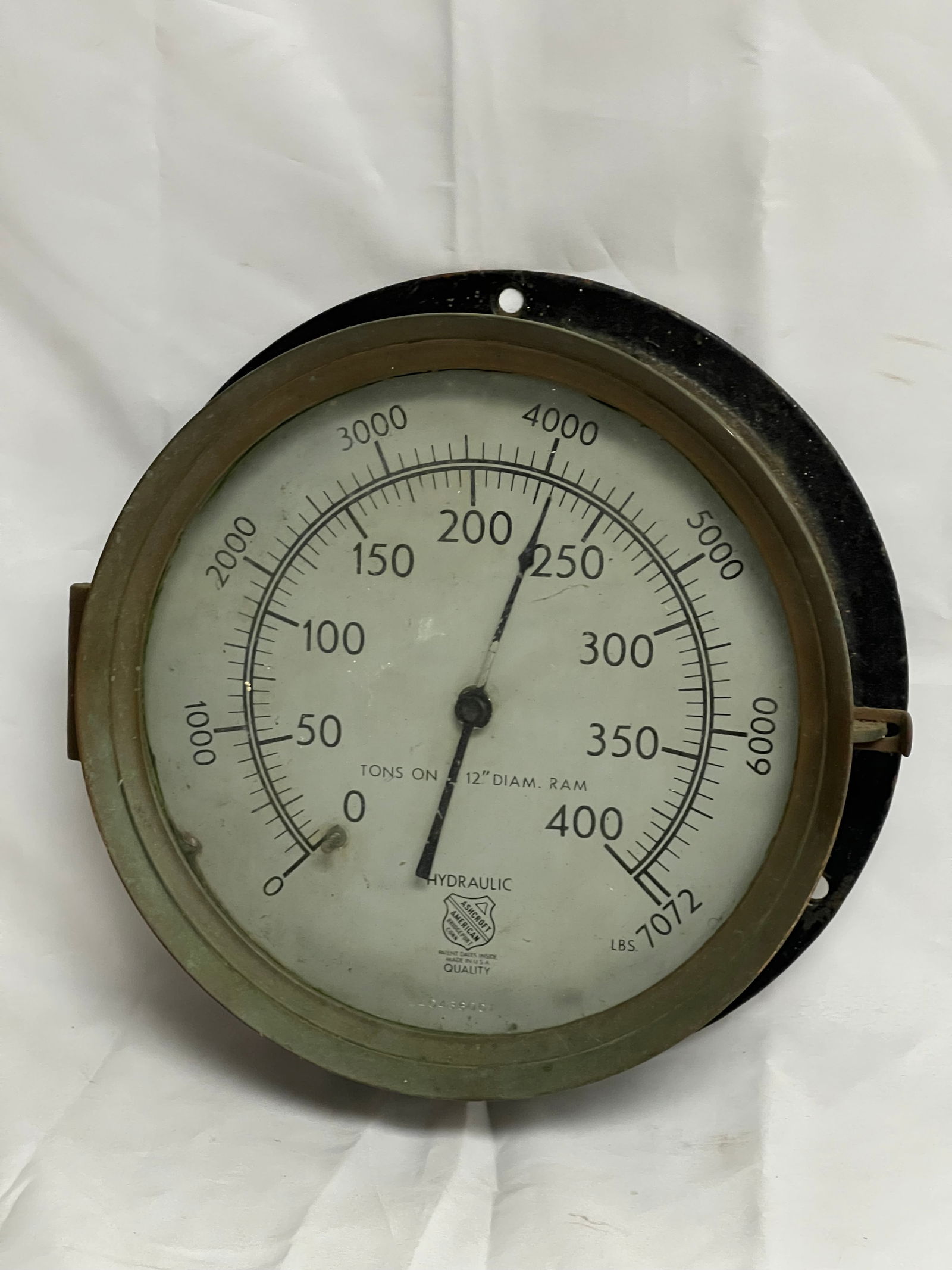 Vtg Nautical Ashcroft Hydraulic Ship Gauge - Metal w/ Brass Top Top 10.25'' x 3'' - From Wharf House (1 of 5)