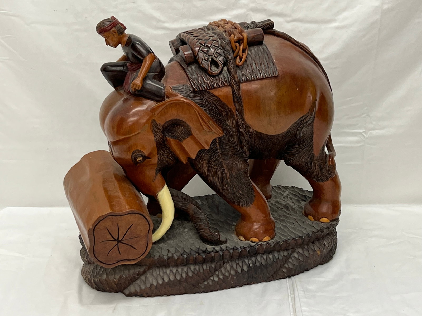 Carved Wooden Thai Elephant 17'' x 8'' x 16.5'': Carved Wooden Thai Elephant 17'' x 8'' x 16.5''