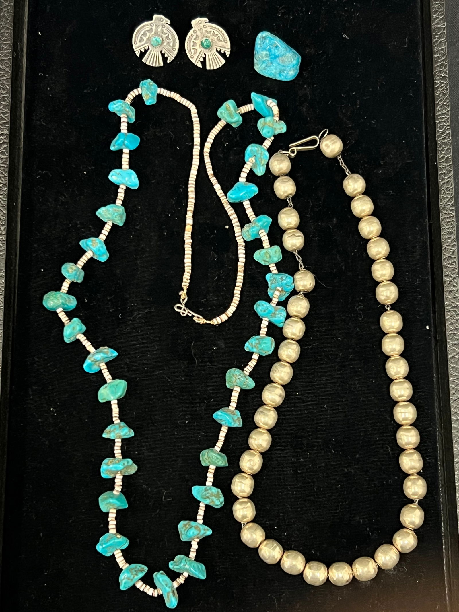 Vtg Native American Earrings,Sterling Beaded Necklace,More- Vtg Icuala Mexican Sterling Bead (1 of 5)