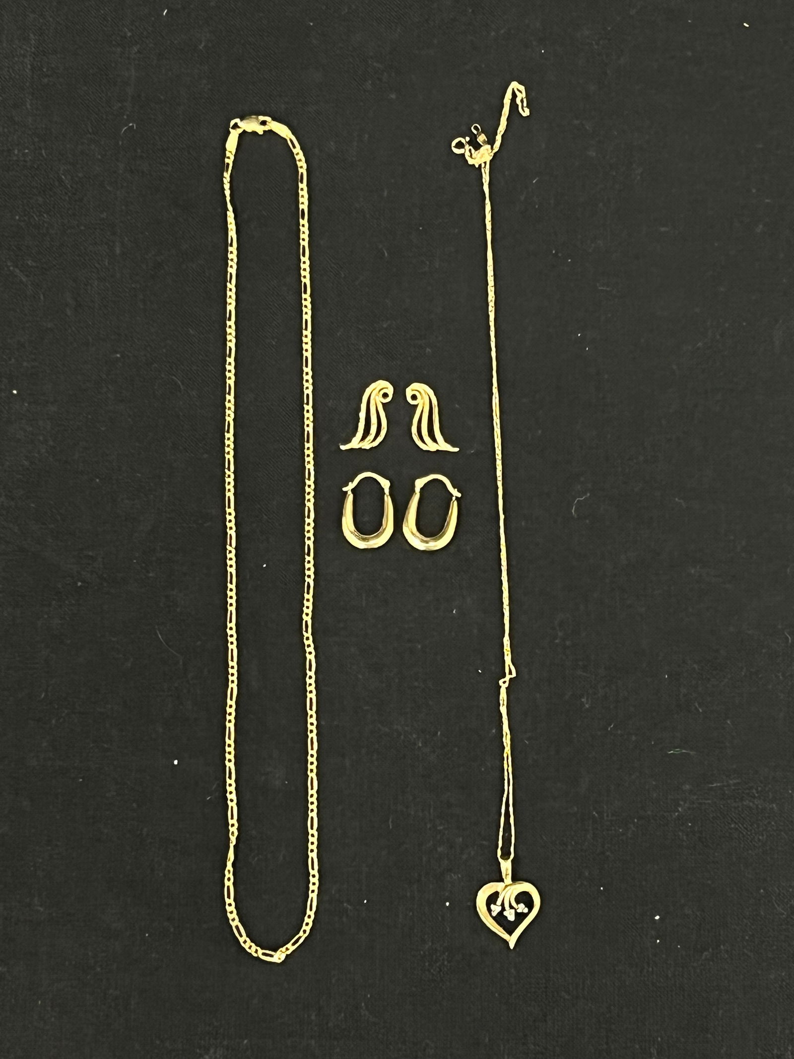 14K & 10K Gold Jewelry Necklace & Earrings - 14K Necklace & (2)Pendants- 2.23g TW + 10K Earrings & (1 of 4)