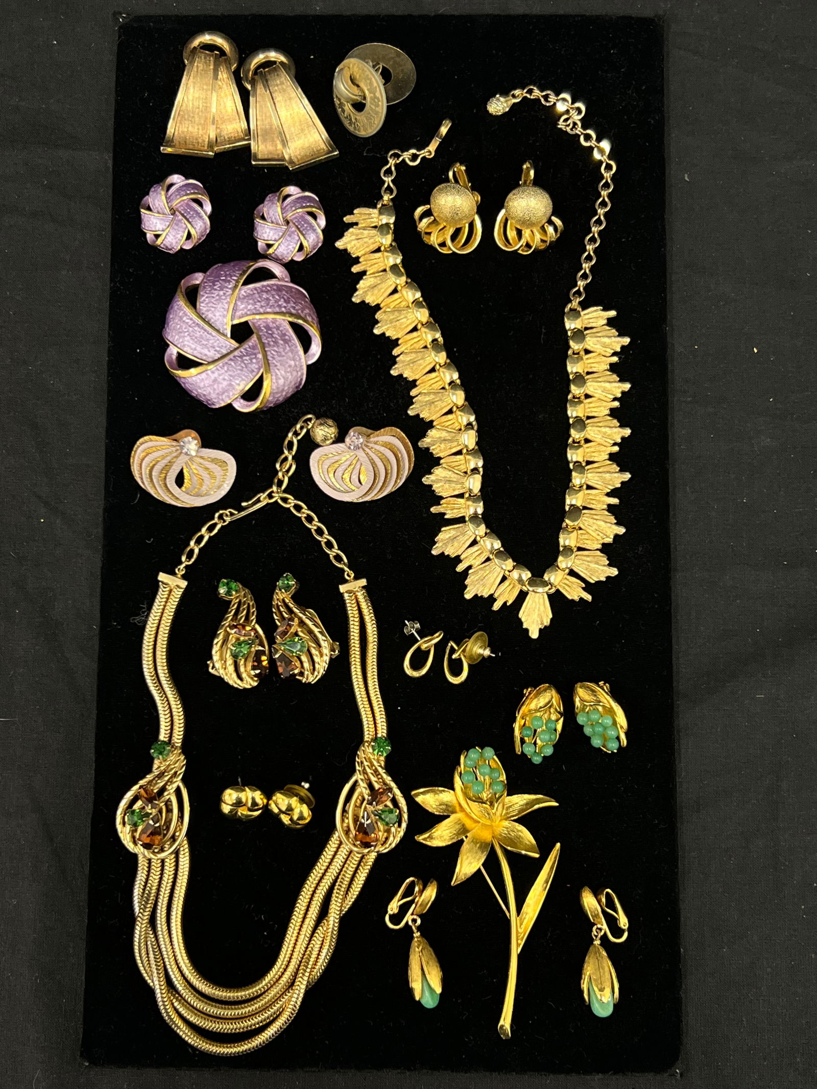 Asst Costume Rhinestone,Stone + Enamel - Brooch & Matching Earrings, Rhinestone Necklace & Matching (1 of 5)