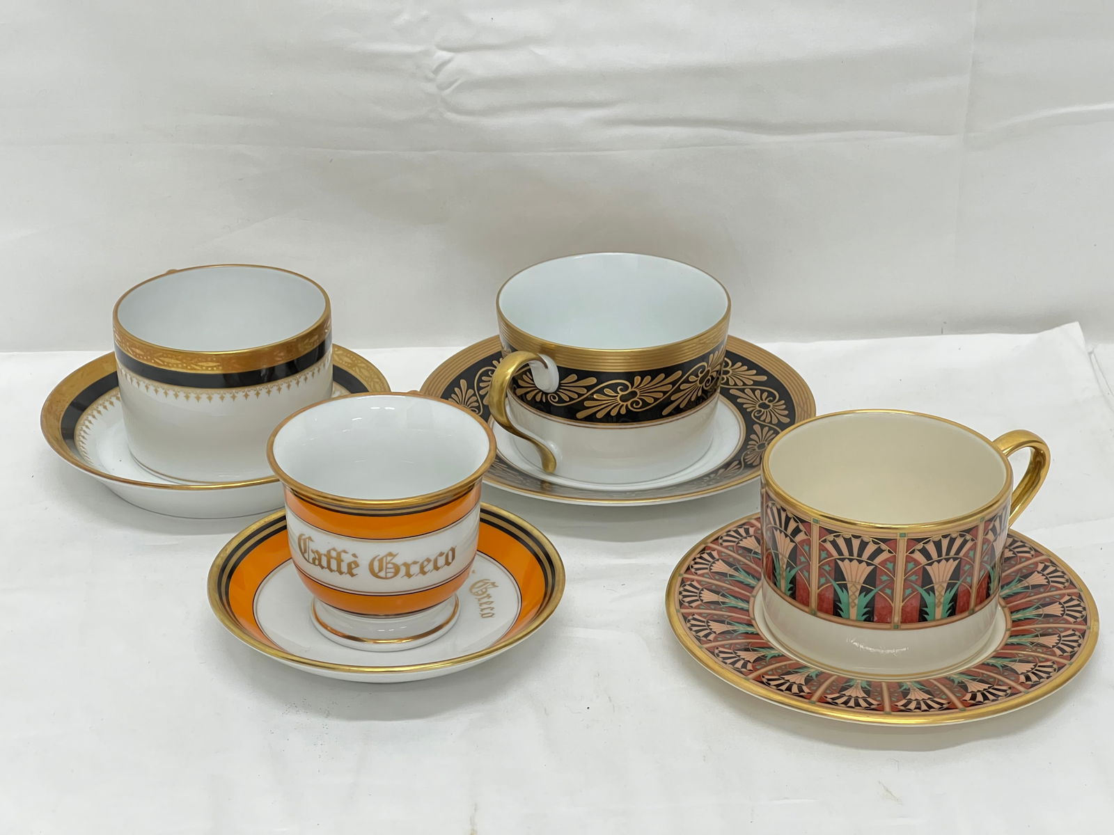 Richard Ginori Caffe Crew,Faberge, Lenox Tea Cups - (2)Richard Ginori Tea Cups, (1)Italian Caffe: Richard Ginori Caffe Crew,Faberge, Lenox Tea Cups - (2)Richard Ginori Tea Cups, (1)Italian Caffe Greco, (1)Blue w/ Gold, (1)Faberge Monplaisir, Lenox Lucia